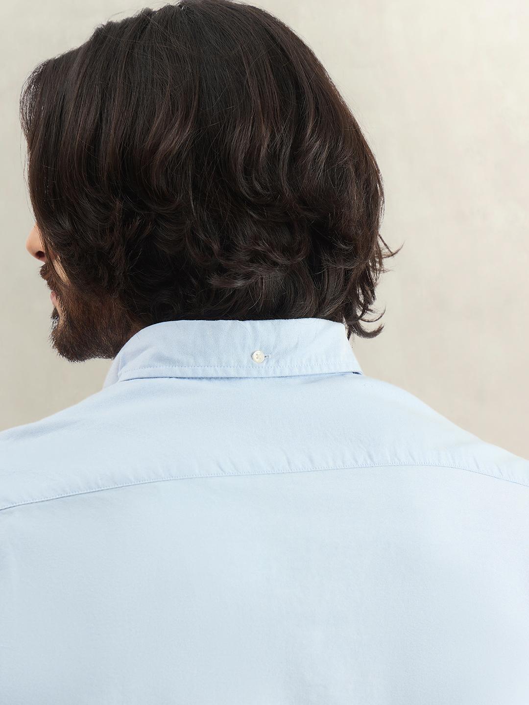 Gant Men Blue Solid Regular Fit Cotton Shirt