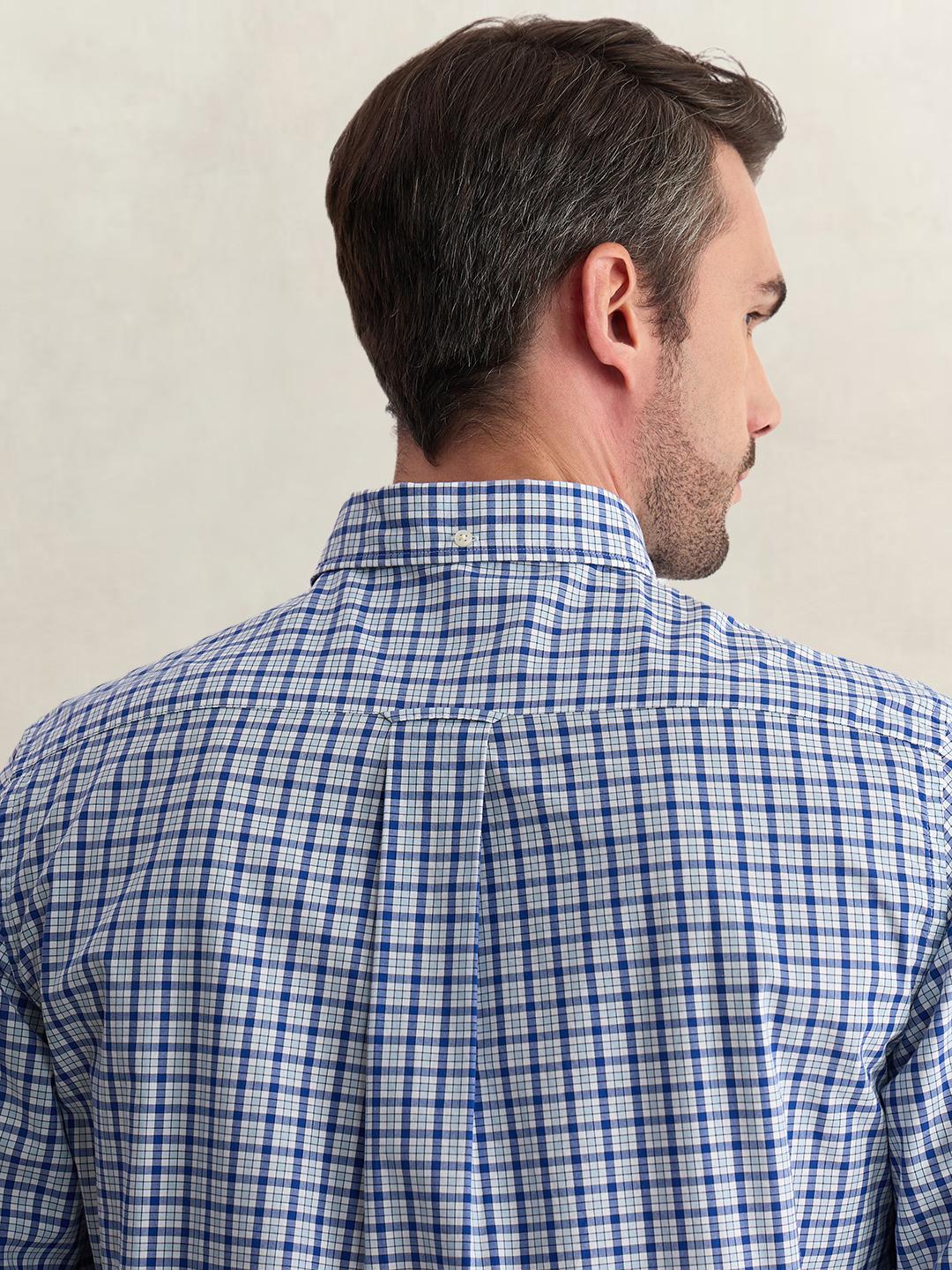 Gant Men Blue Regular Fit Checked Poplin Shirt