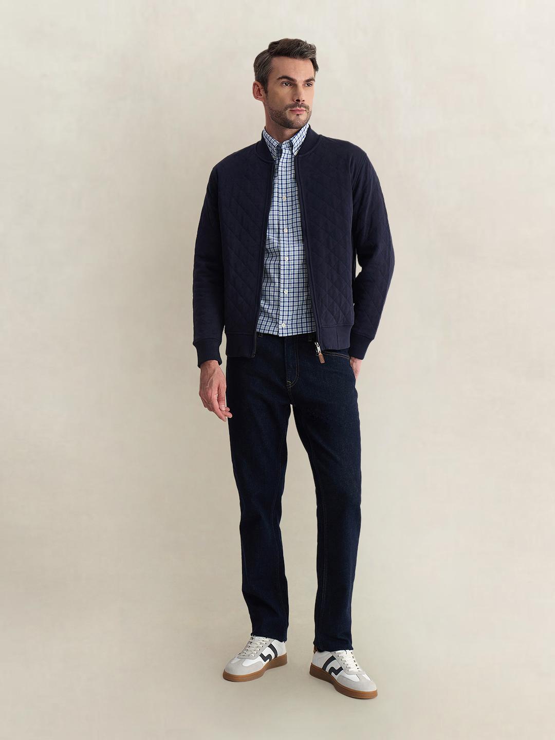 Gant Men Blue Regular Fit Checked Poplin Shirt