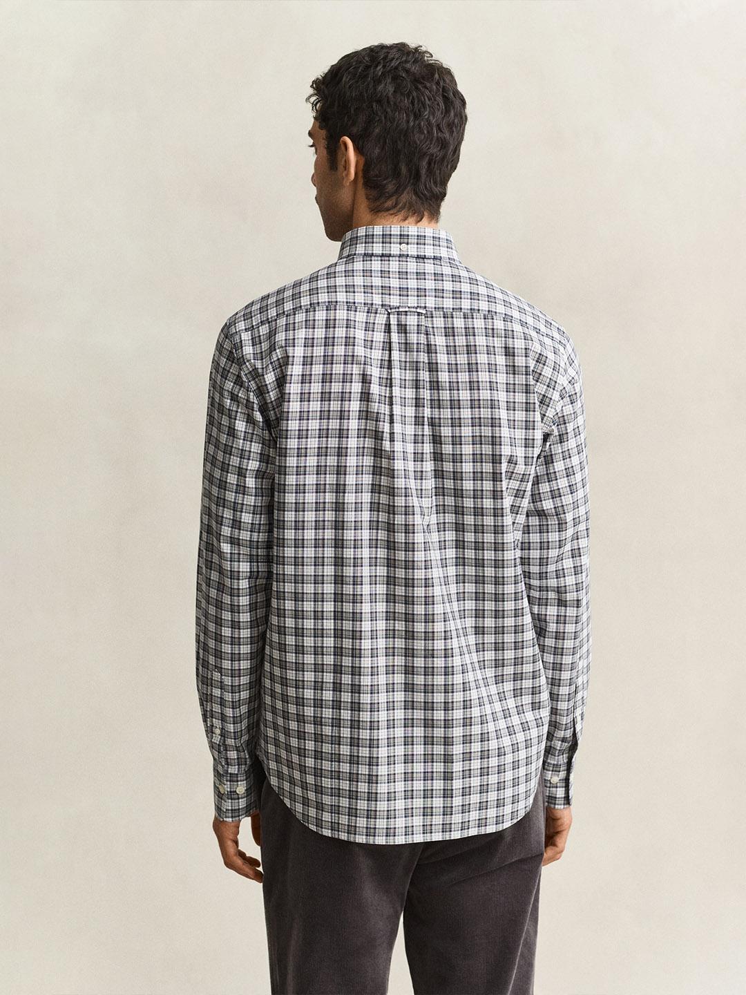 Gant Men Grey Regular Fit Poplin Check Shirt