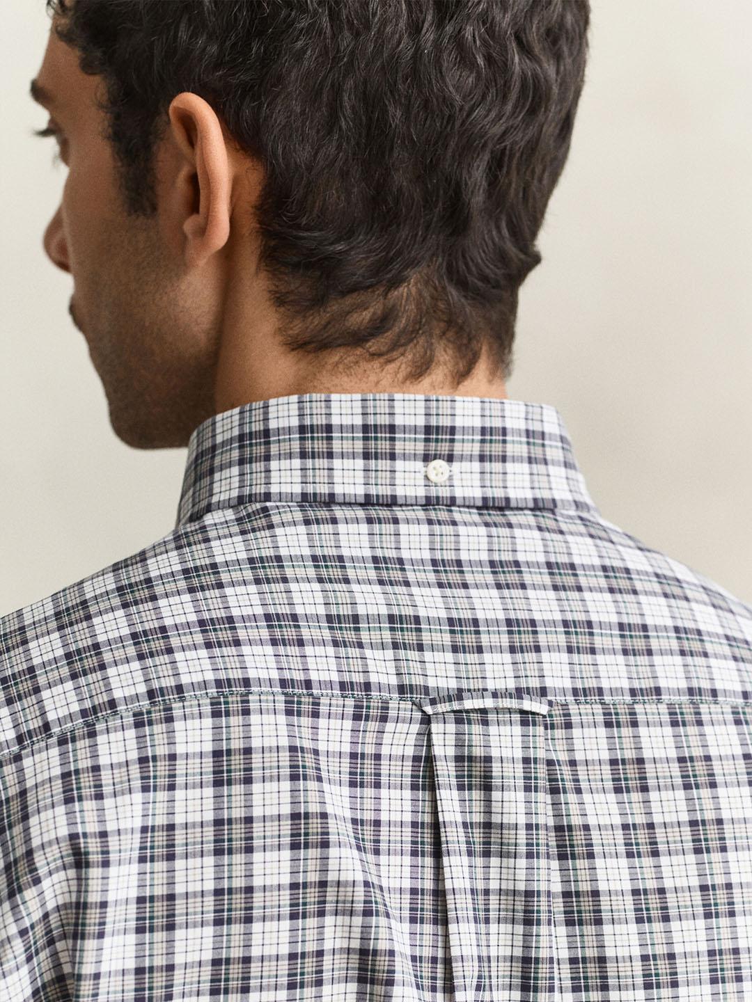 Gant Men Grey Regular Fit Poplin Check Shirt