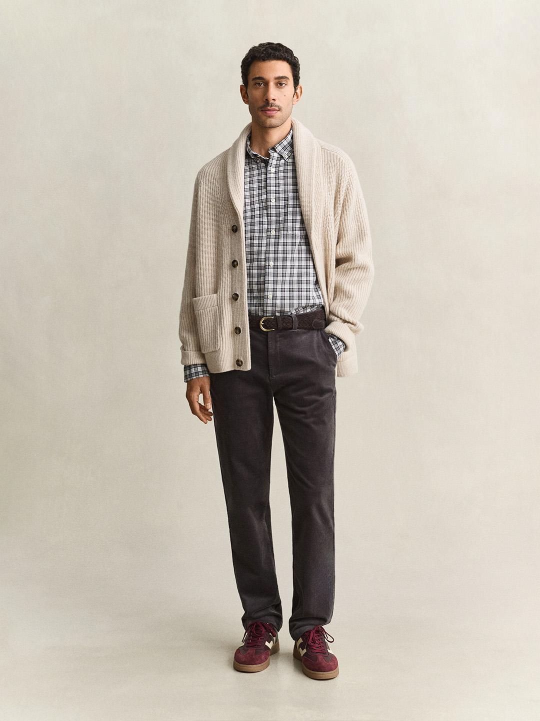 Gant Men Grey Regular Fit Poplin Check Shirt