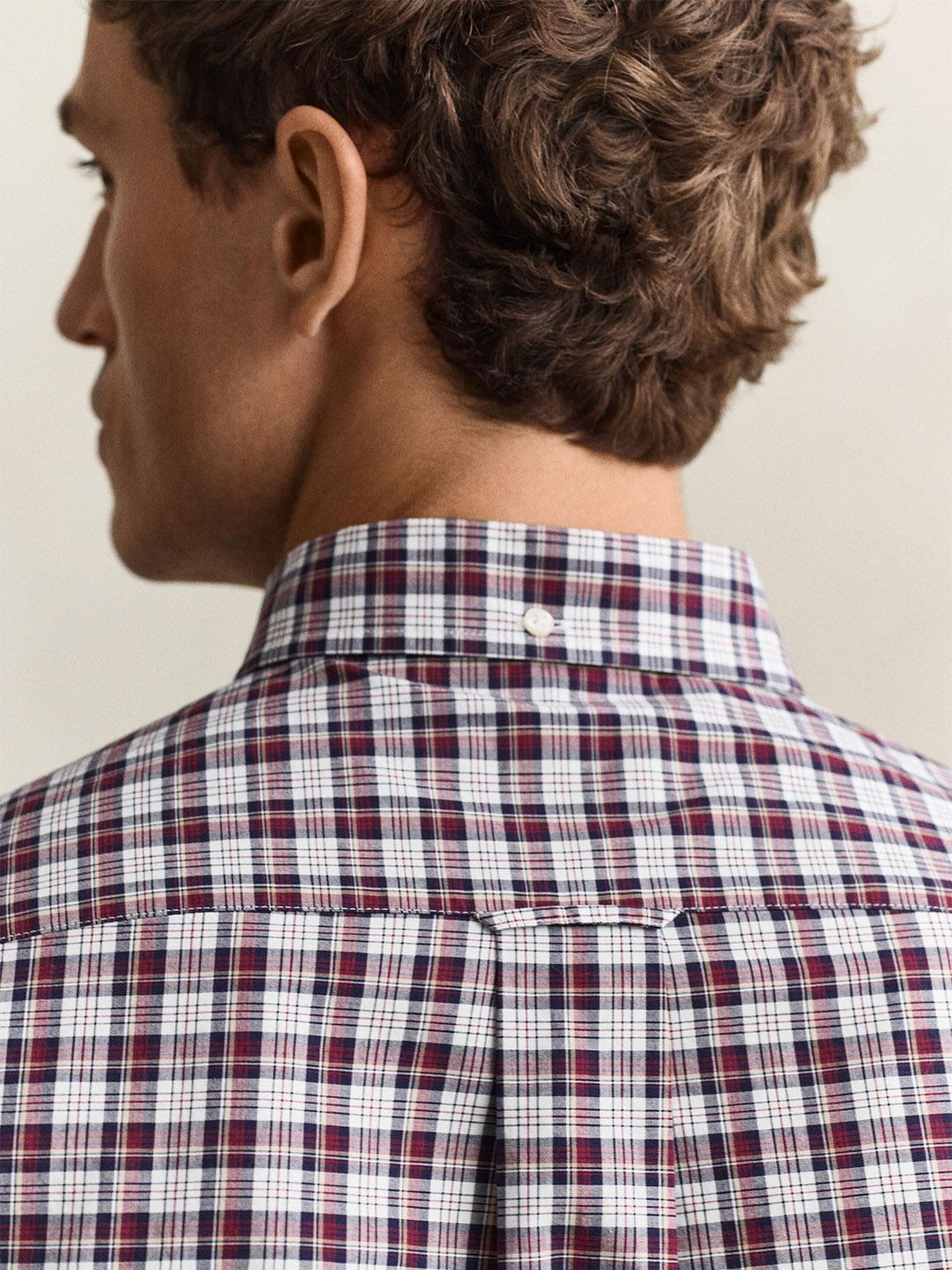 Gant Men Wine Regular Fit Poplin Check Shirt