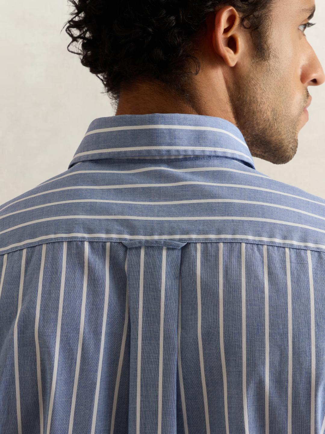 Gant Men Blue Striped Regular Fit Cotton Shirt