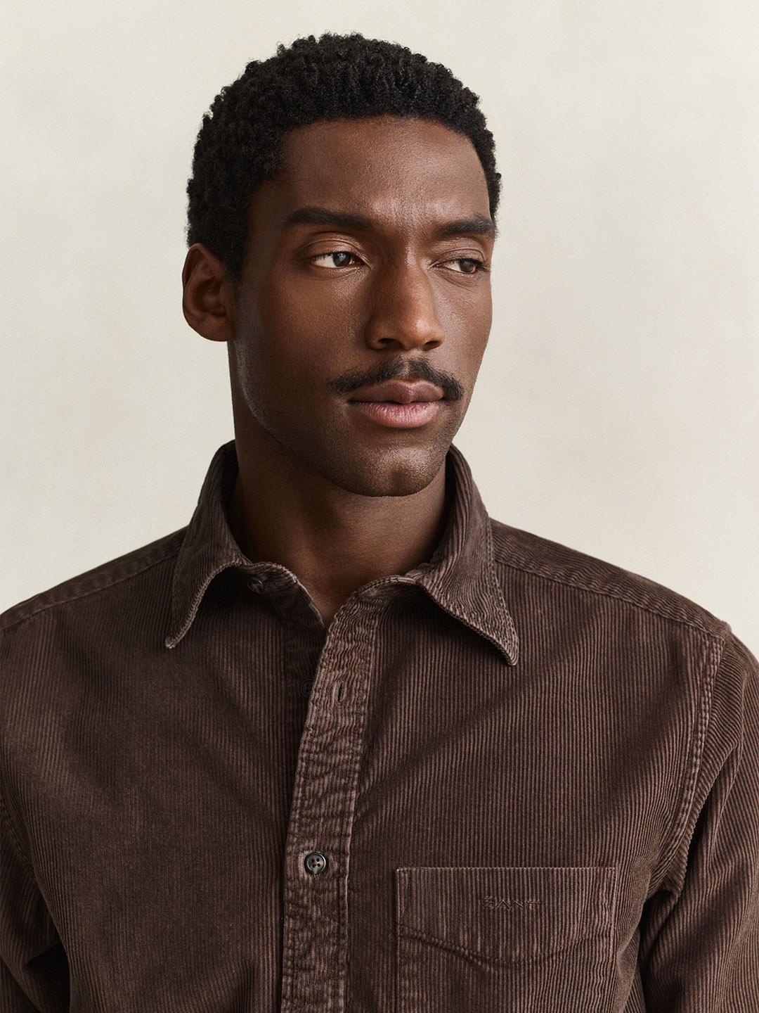 Gant Men Brown Solid Regular Fit Cotton Shirt