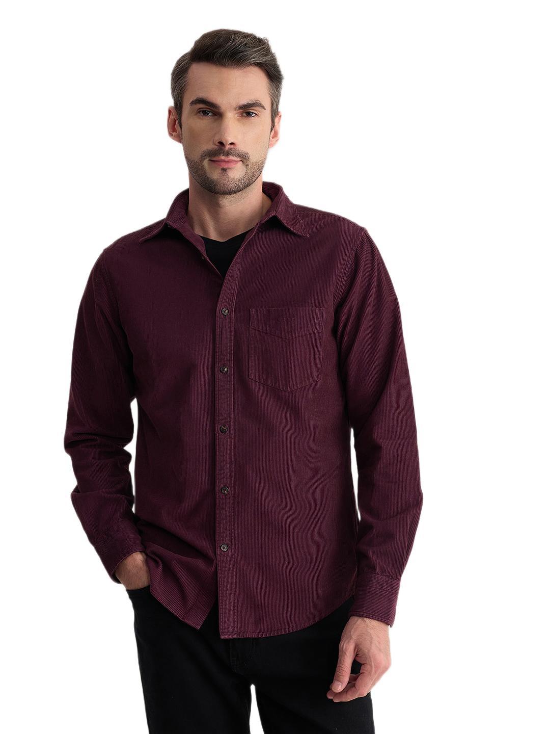 Gant Men Wine Regular Fit Solid Pure Cotton Shirt