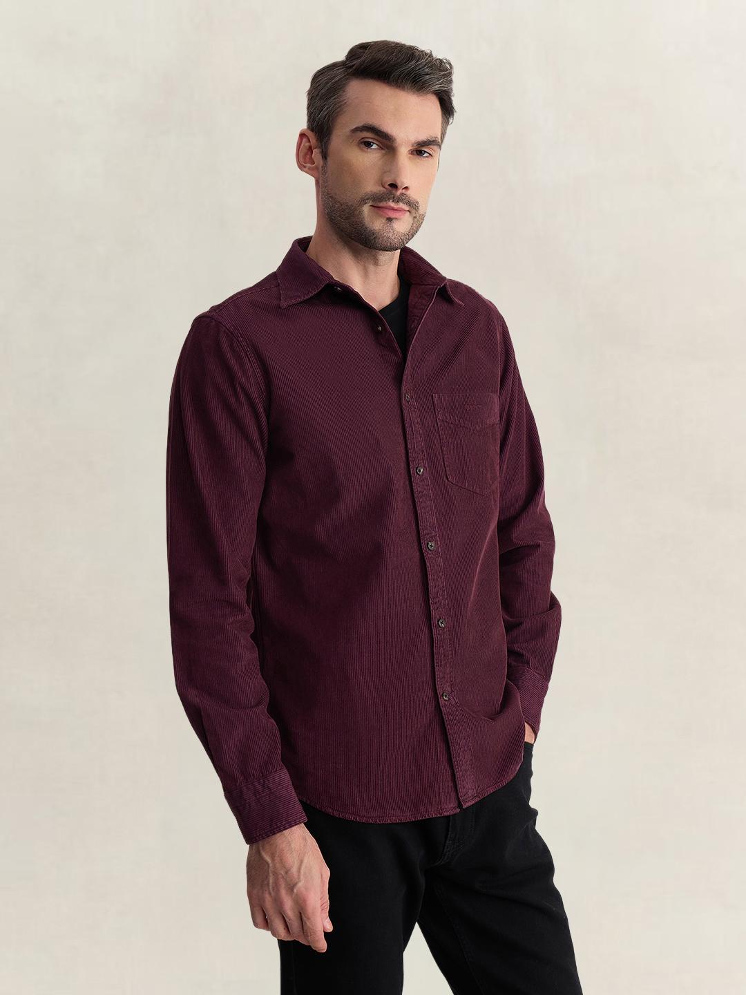 Gant Men Wine Regular Fit Solid Pure Cotton Shirt