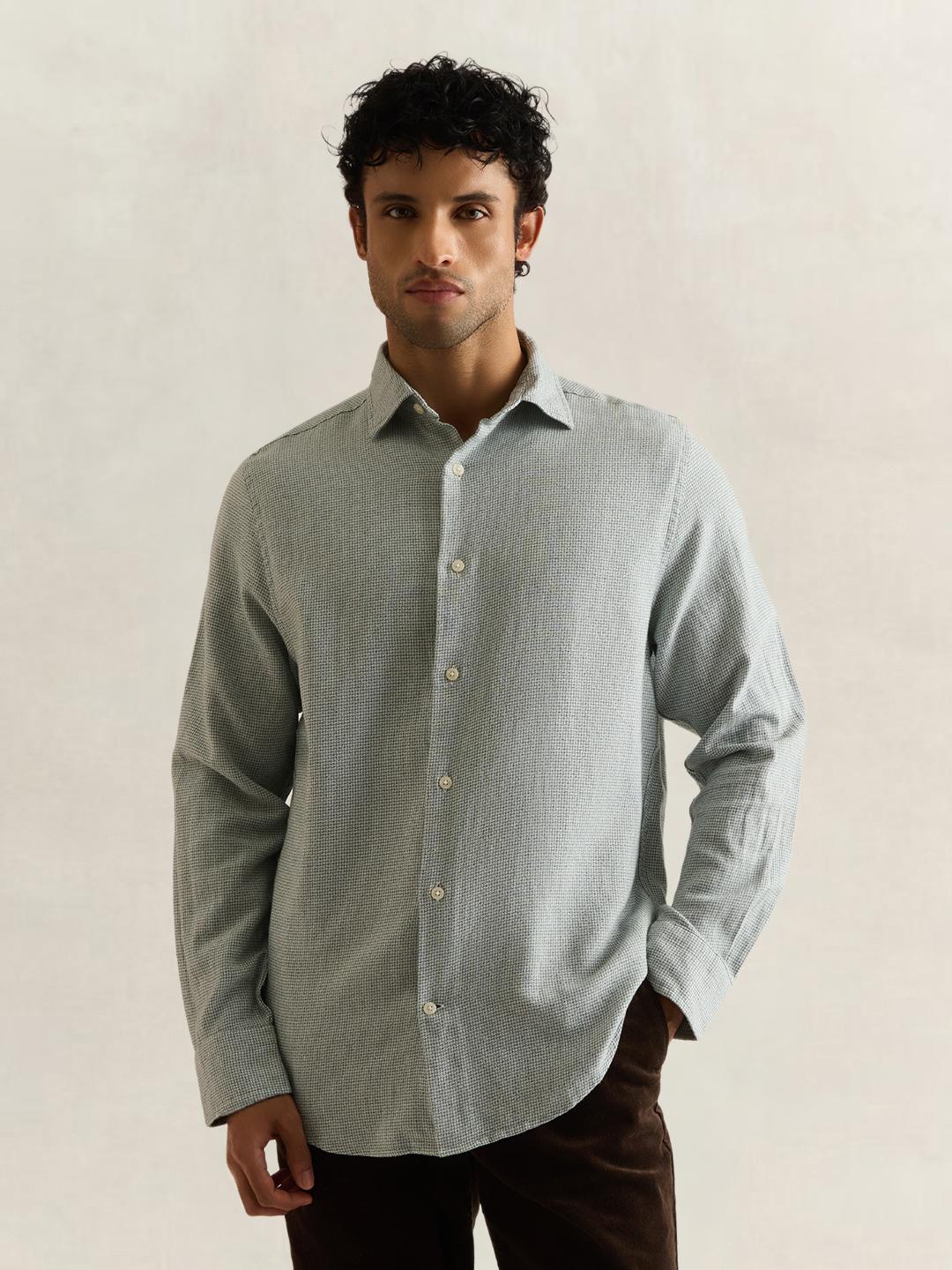 Gant Men Green Checked Regular Fit Cotton Shirt