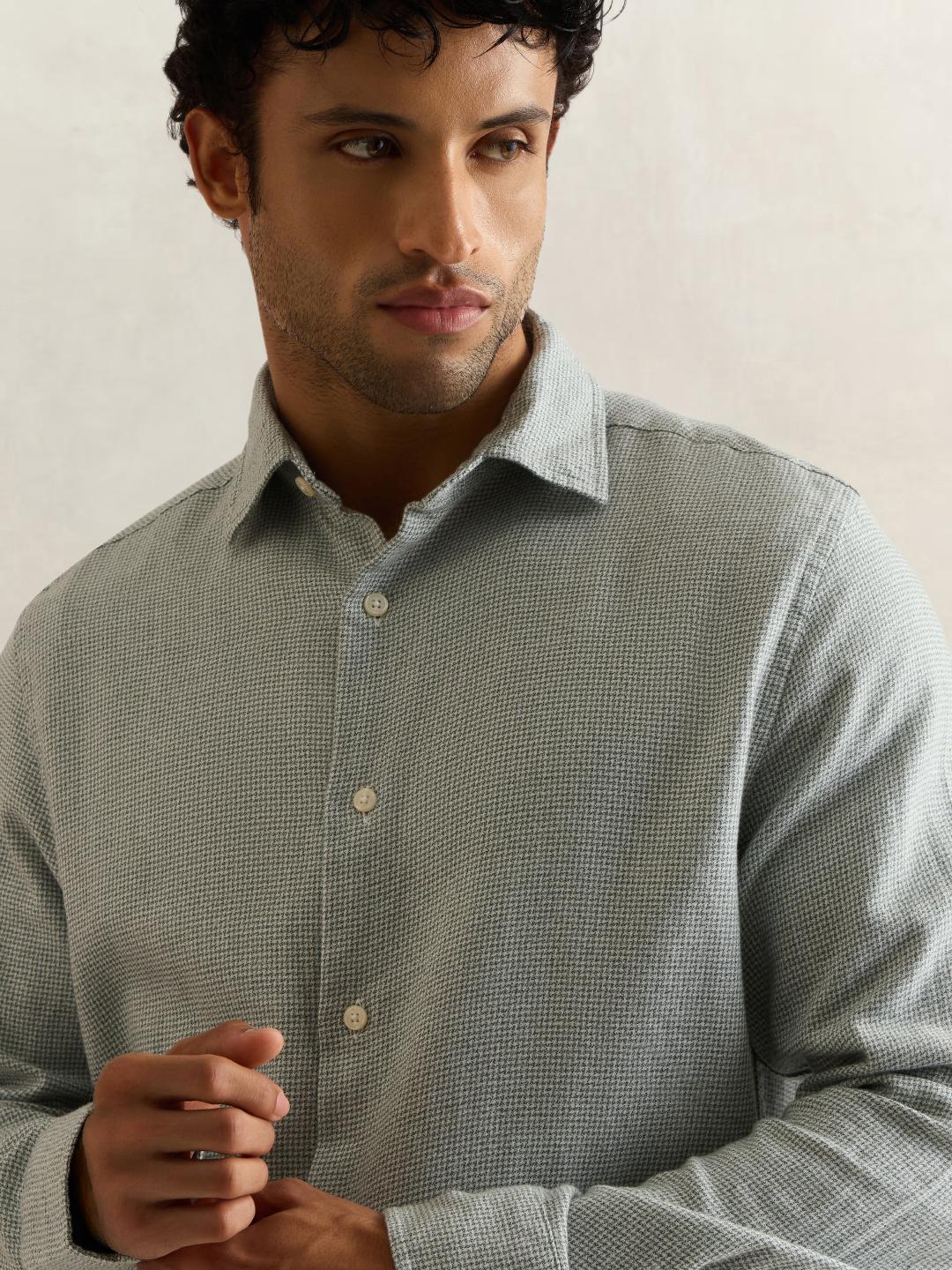 Gant Men Green Checked Regular Fit Cotton Shirt