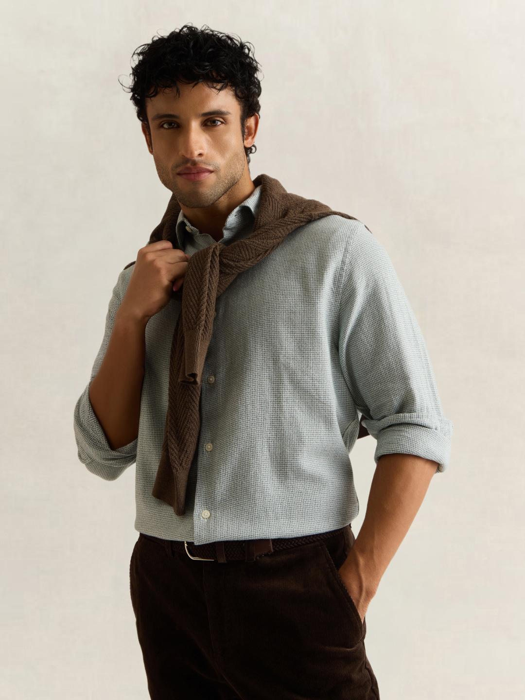Gant Men Green Checked Regular Fit Cotton Shirt