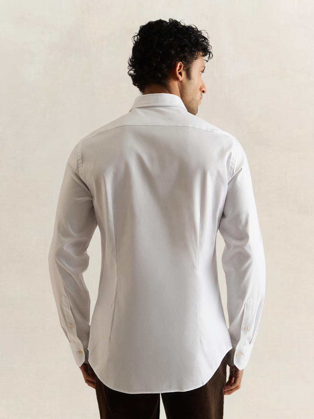 Gant Men White Solid Slim Fit Cotton Shirt