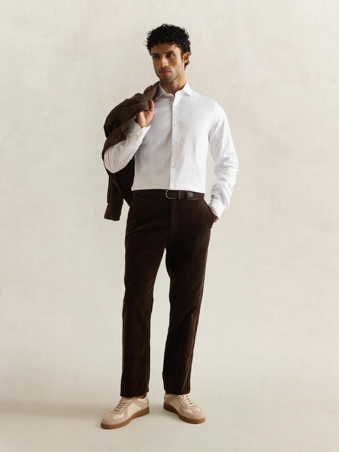 Gant Men White Solid Slim Fit Cotton Shirt