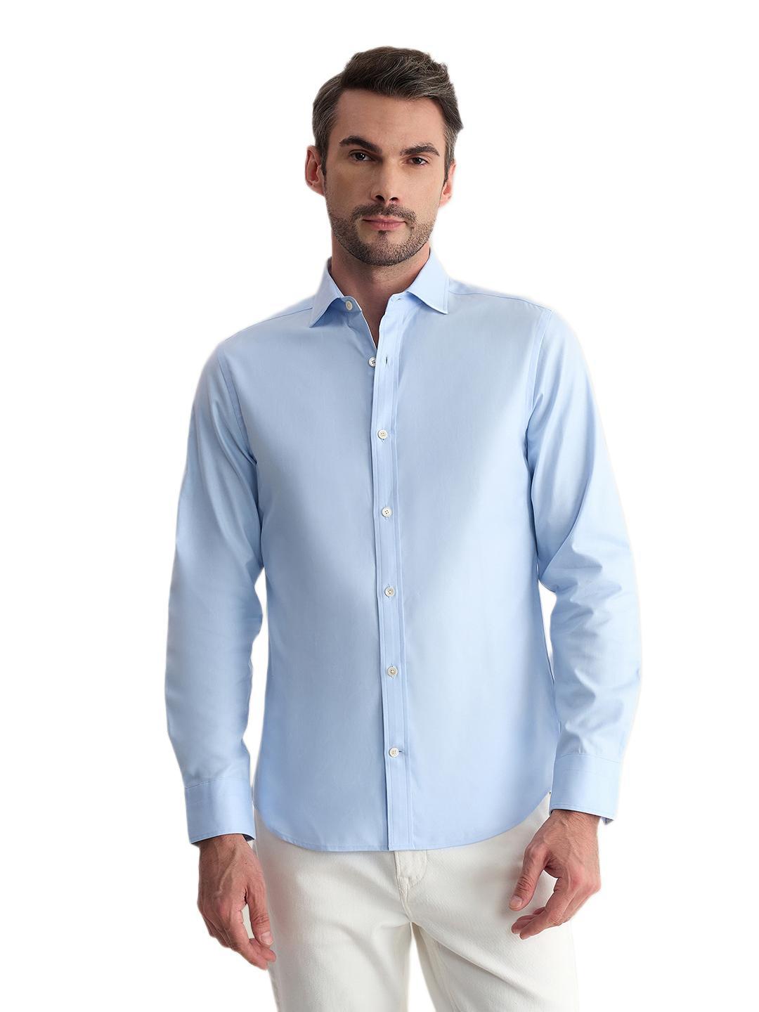 Gant Men Blue Slim Fit Solid Pure Cotton Shirt