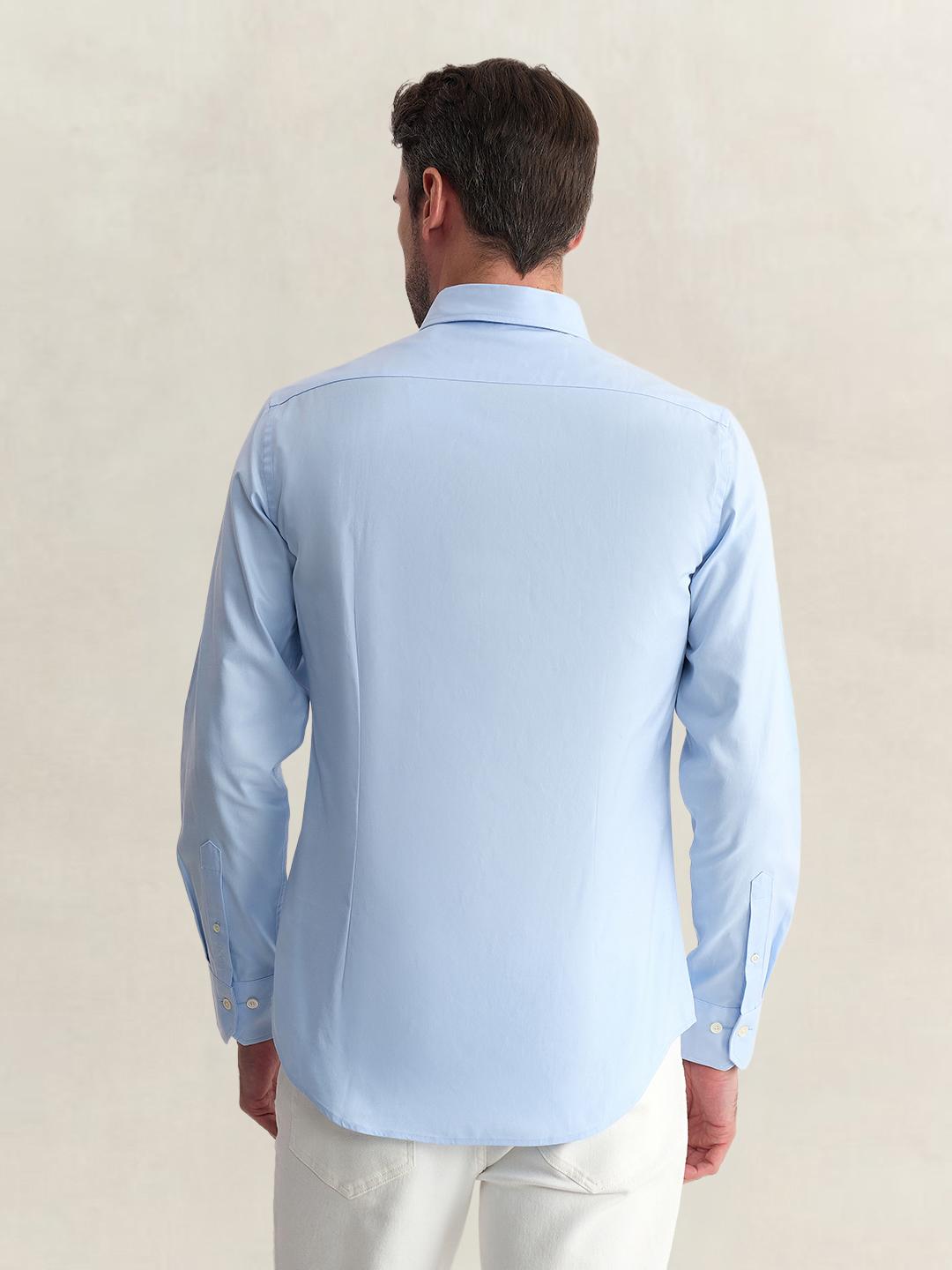 Gant Men Blue Slim Fit Solid Pure Cotton Shirt