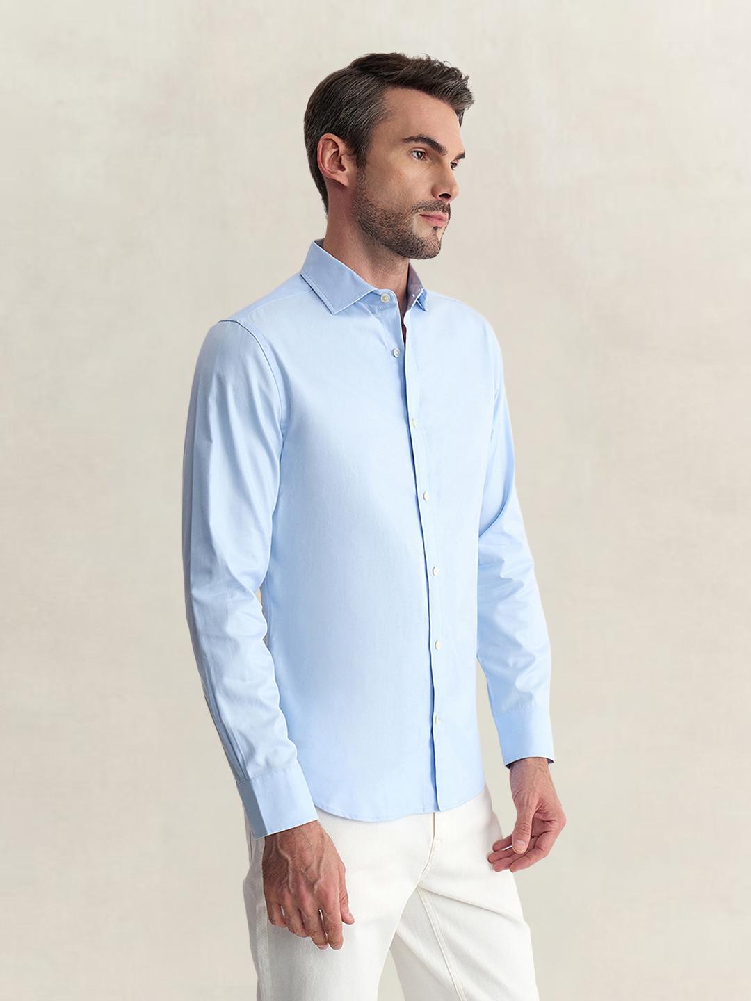 Gant Men Blue Slim Fit Solid Pure Cotton Shirt