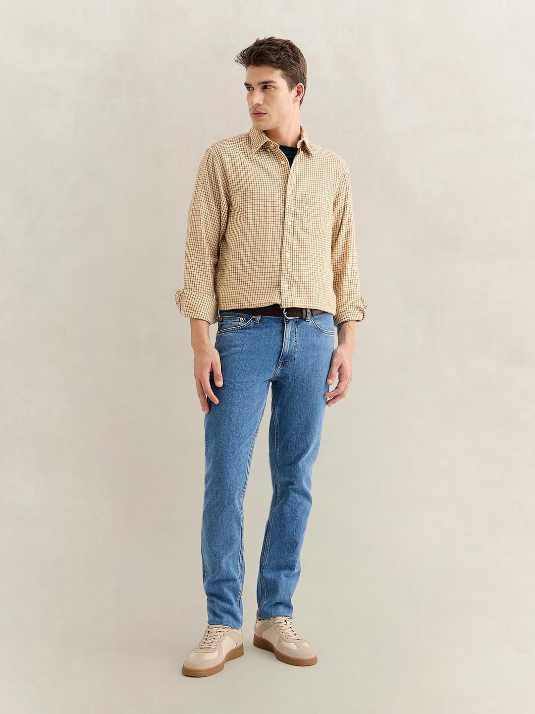 Gant Men Brown Regular Fit Checked Cotton Flannel Shirt
