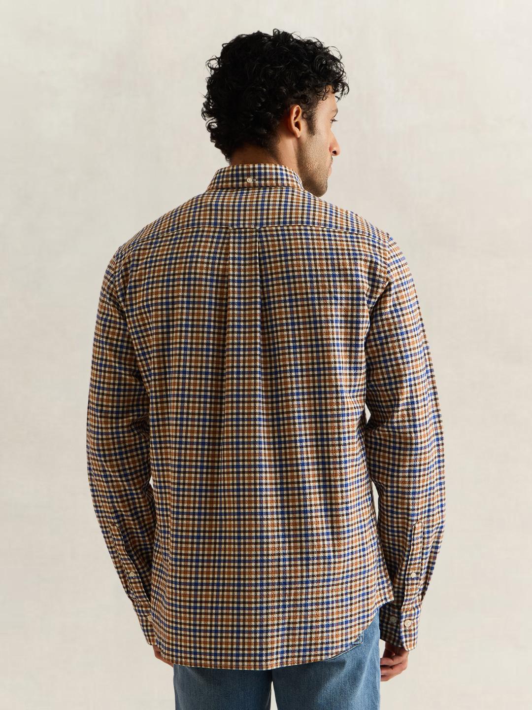 Gant Men Blue Checked Regular Fit Shirt