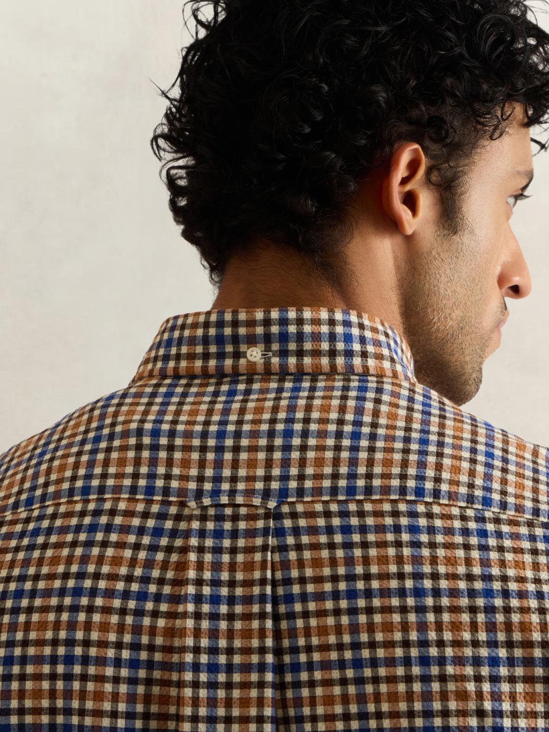 Gant Men Blue Checked Regular Fit Shirt