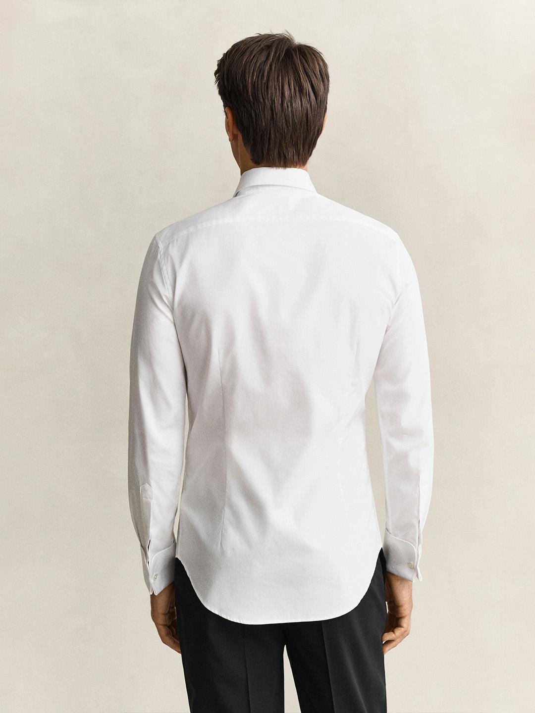 Gant Men White Solid Slim Fit Cotton Shirt