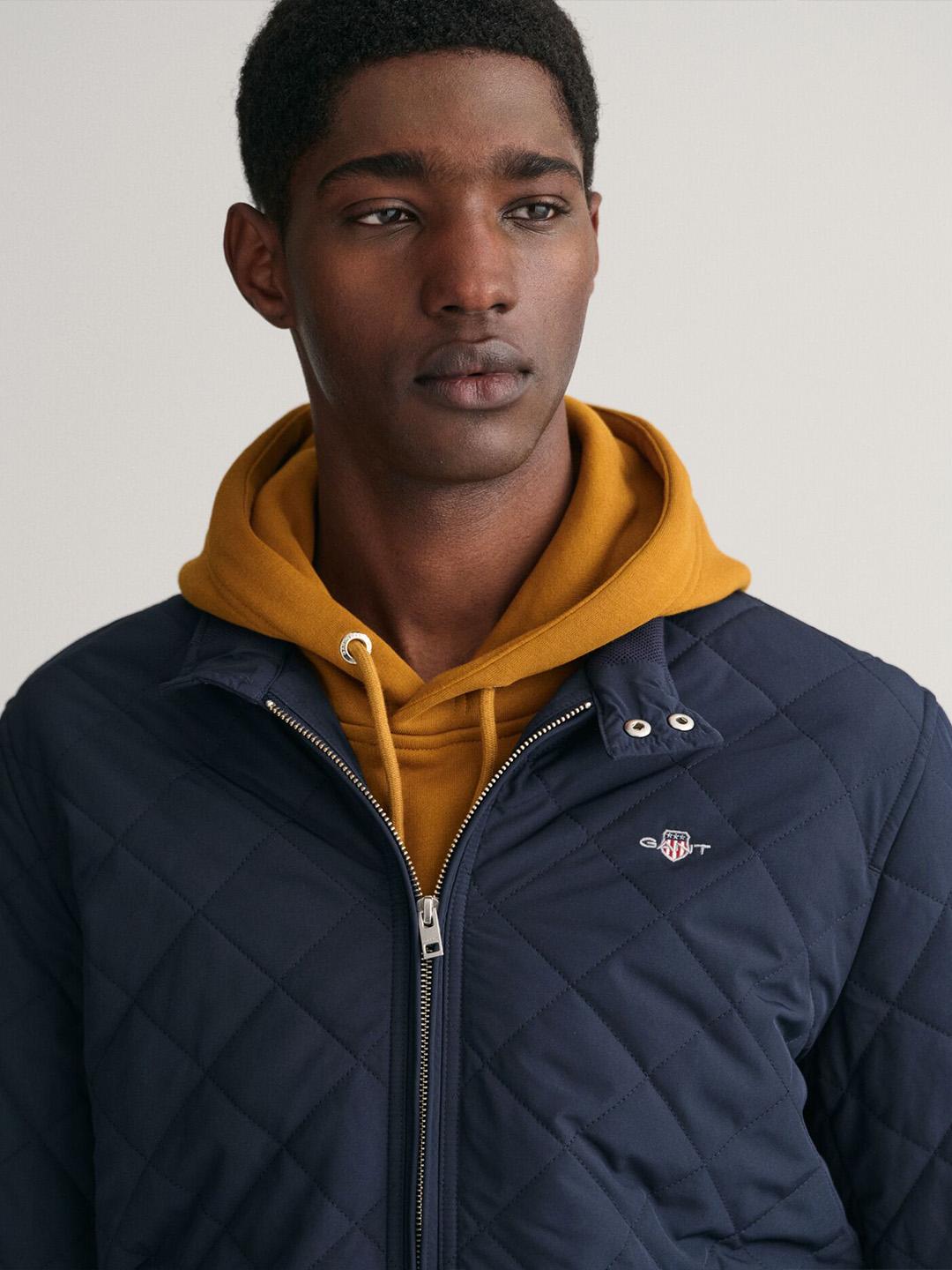Gant Men Navy Quilted Regular Fit Jacket