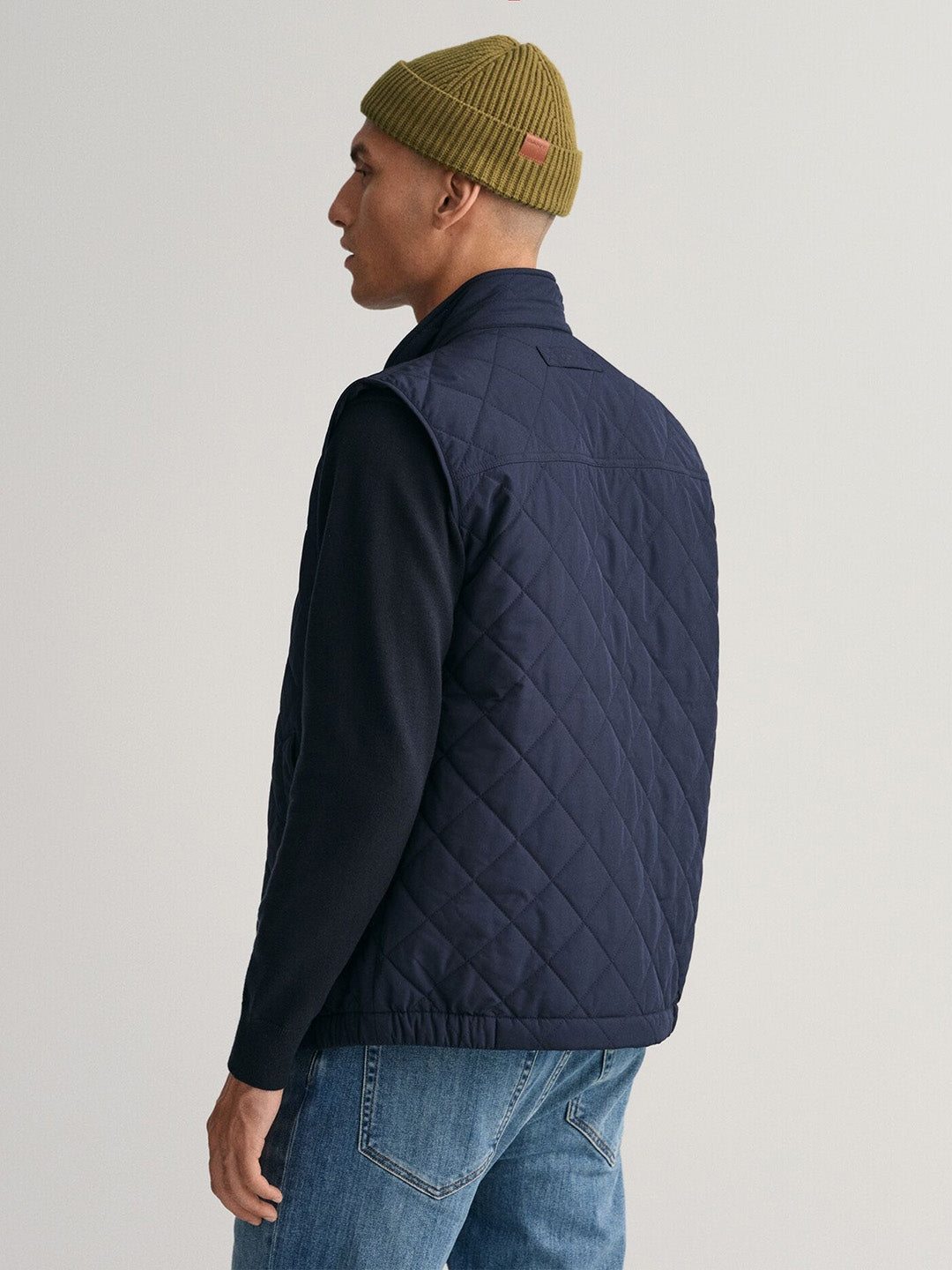 Gant Men Navy Blue Quilted Regular Fit Vest