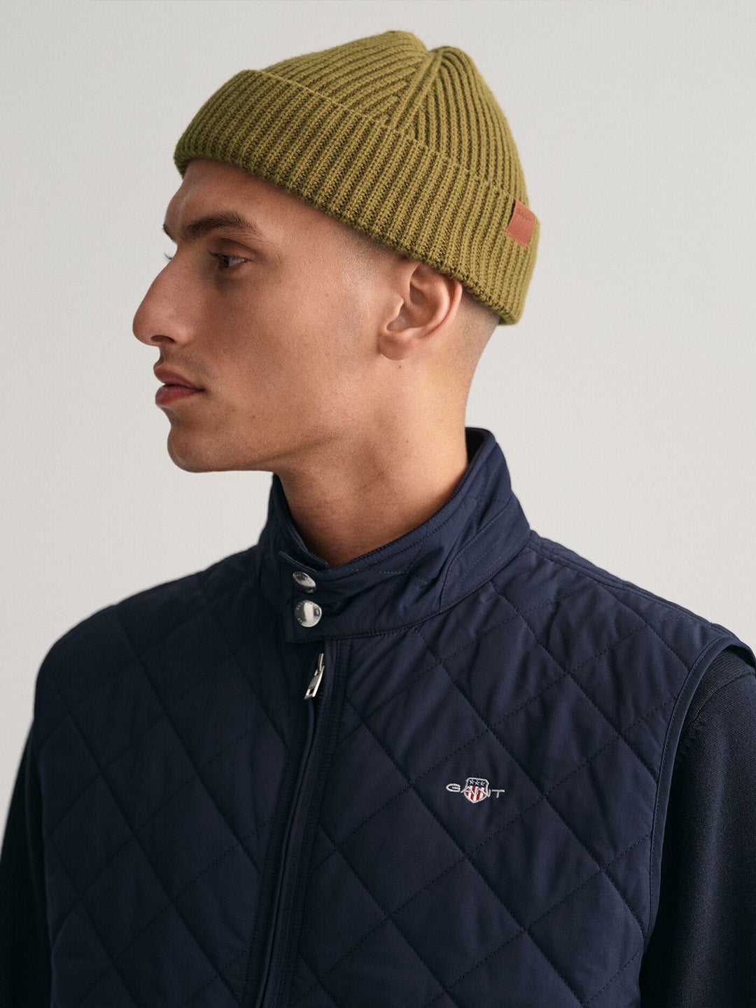 Gant Men Navy Blue Quilted Regular Fit Vest