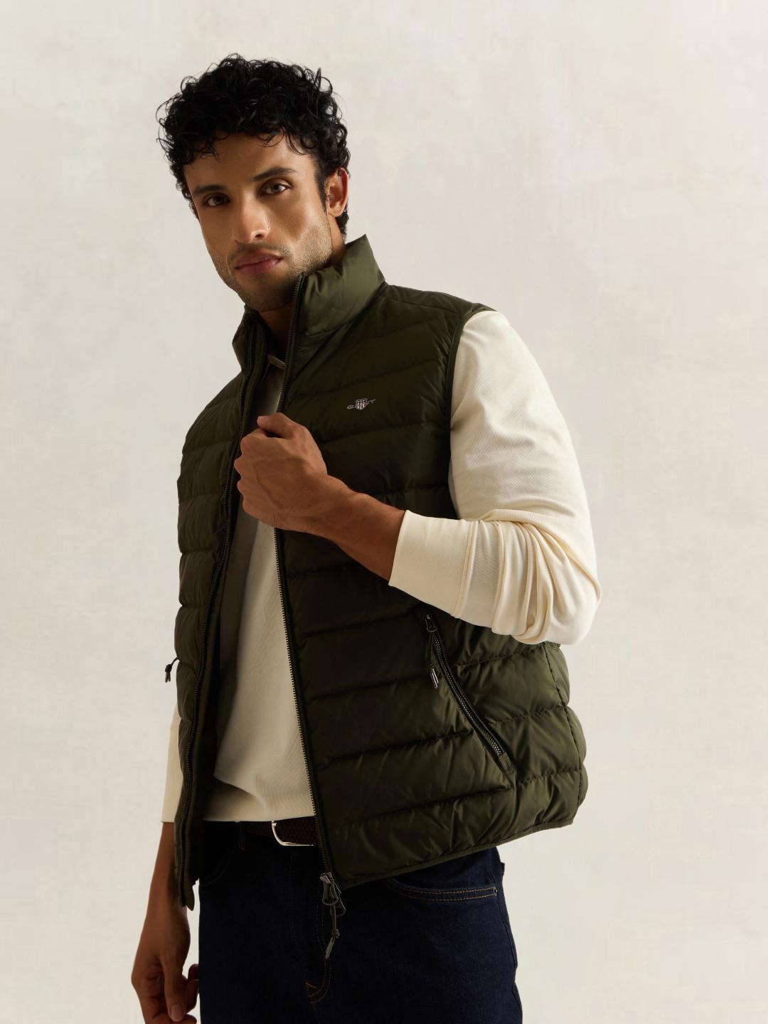 Gant Men Forest Green Quilted Regular Fit Puffer Vest