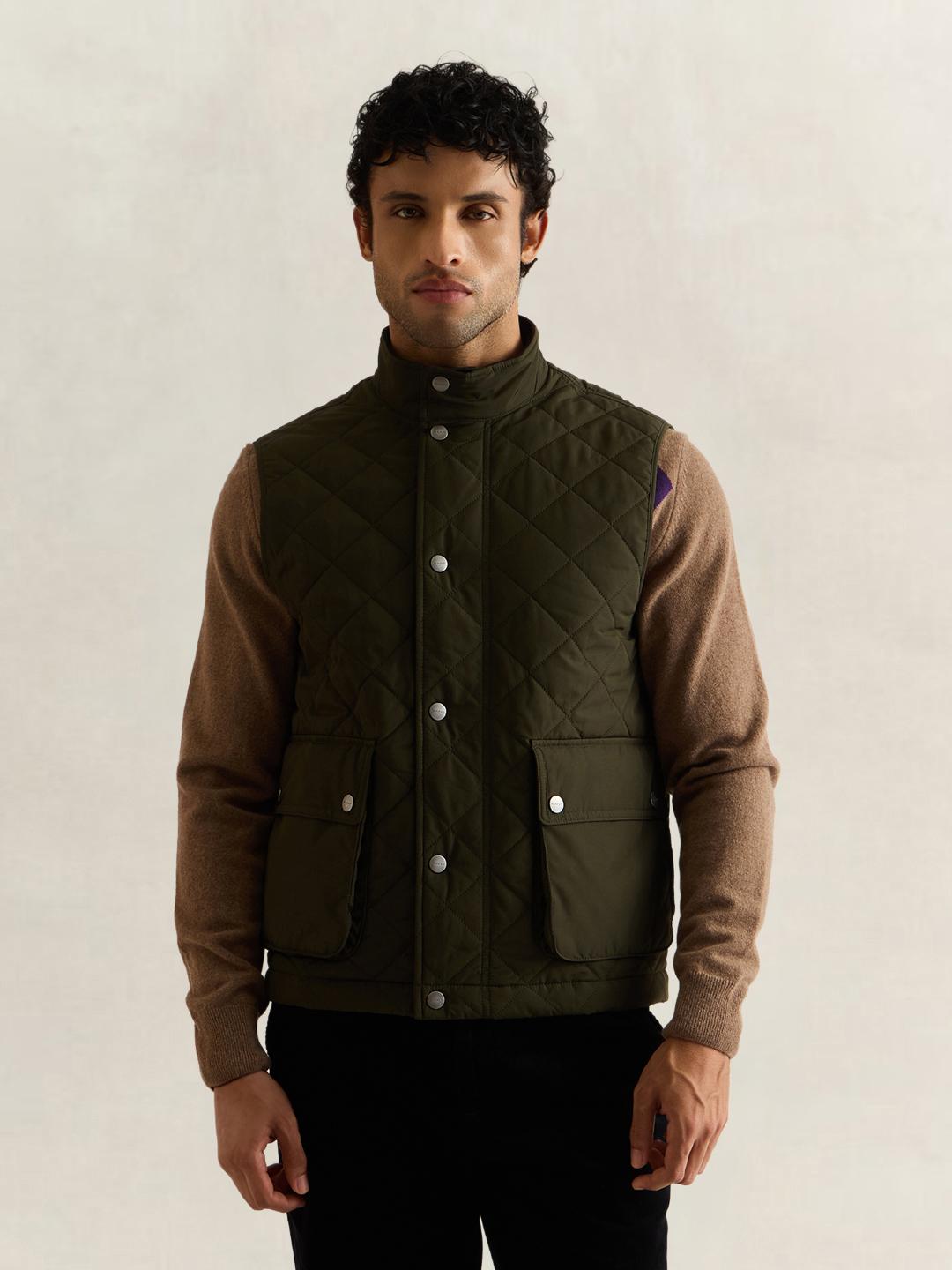 Gant Men Forest Green Quilted Regular Fit Puffer Vest