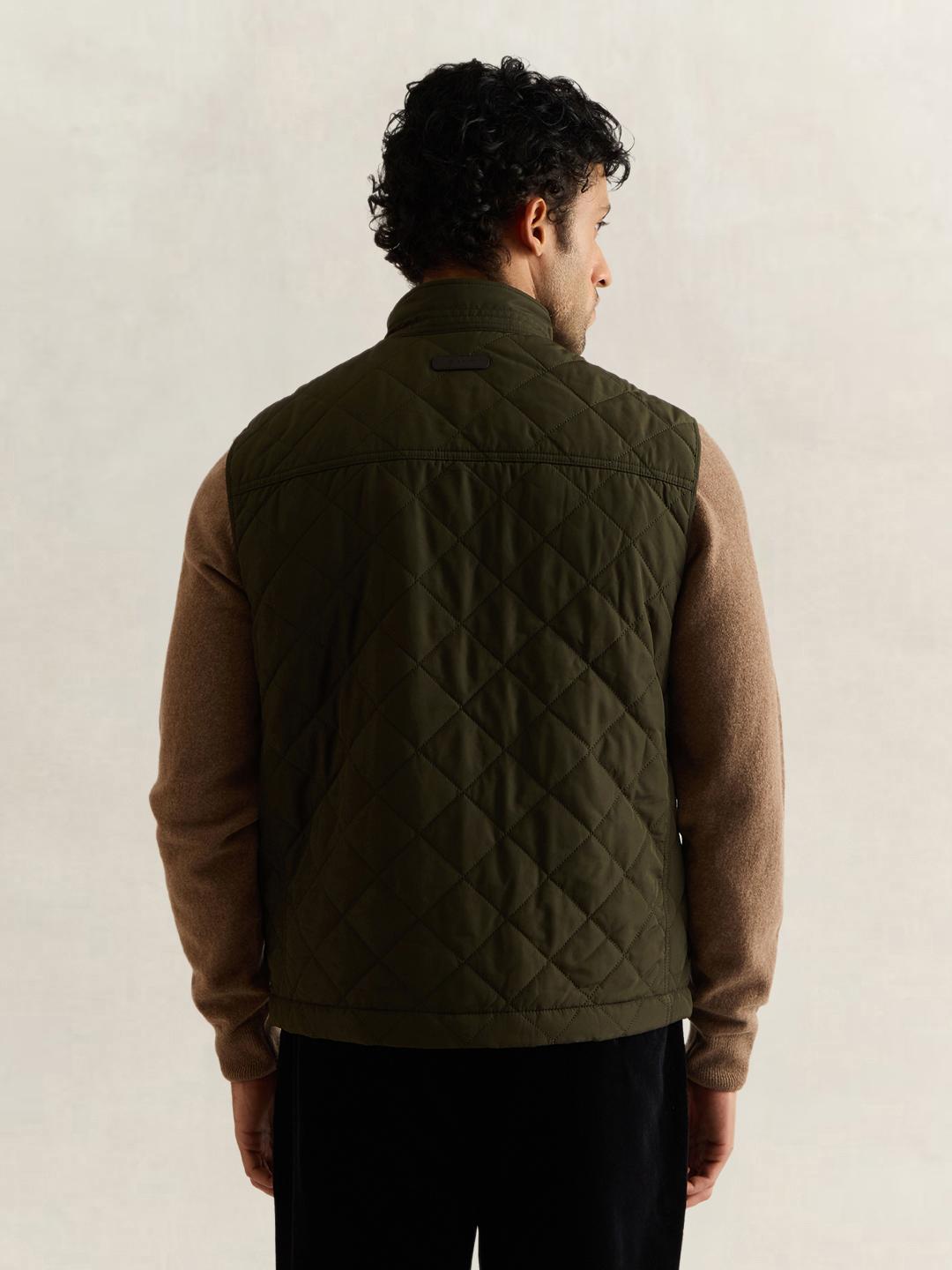 Gant Men Forest Green Quilted Regular Fit Puffer Vest