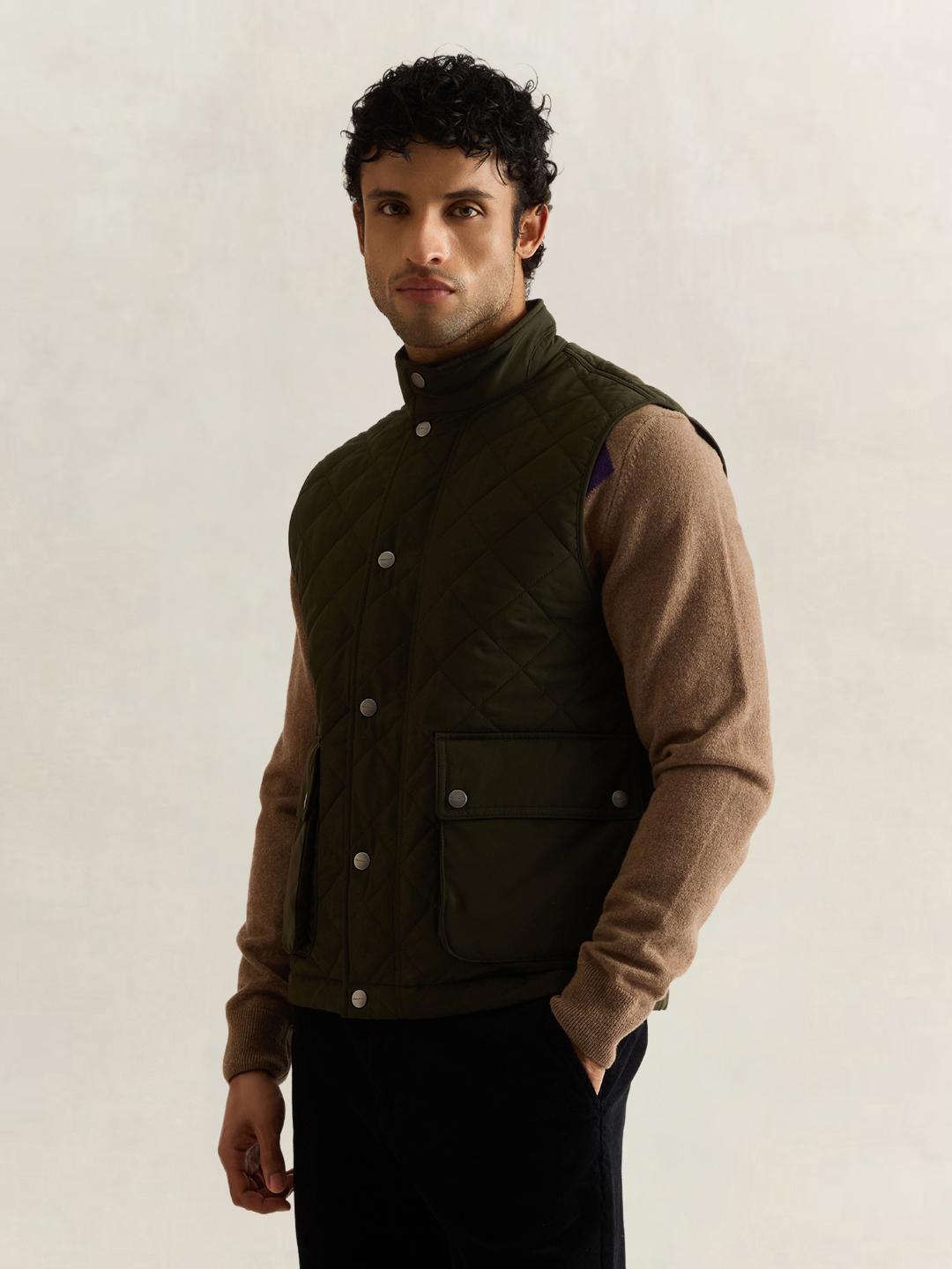 Gant Men Forest Green Quilted Regular Fit Puffer Vest