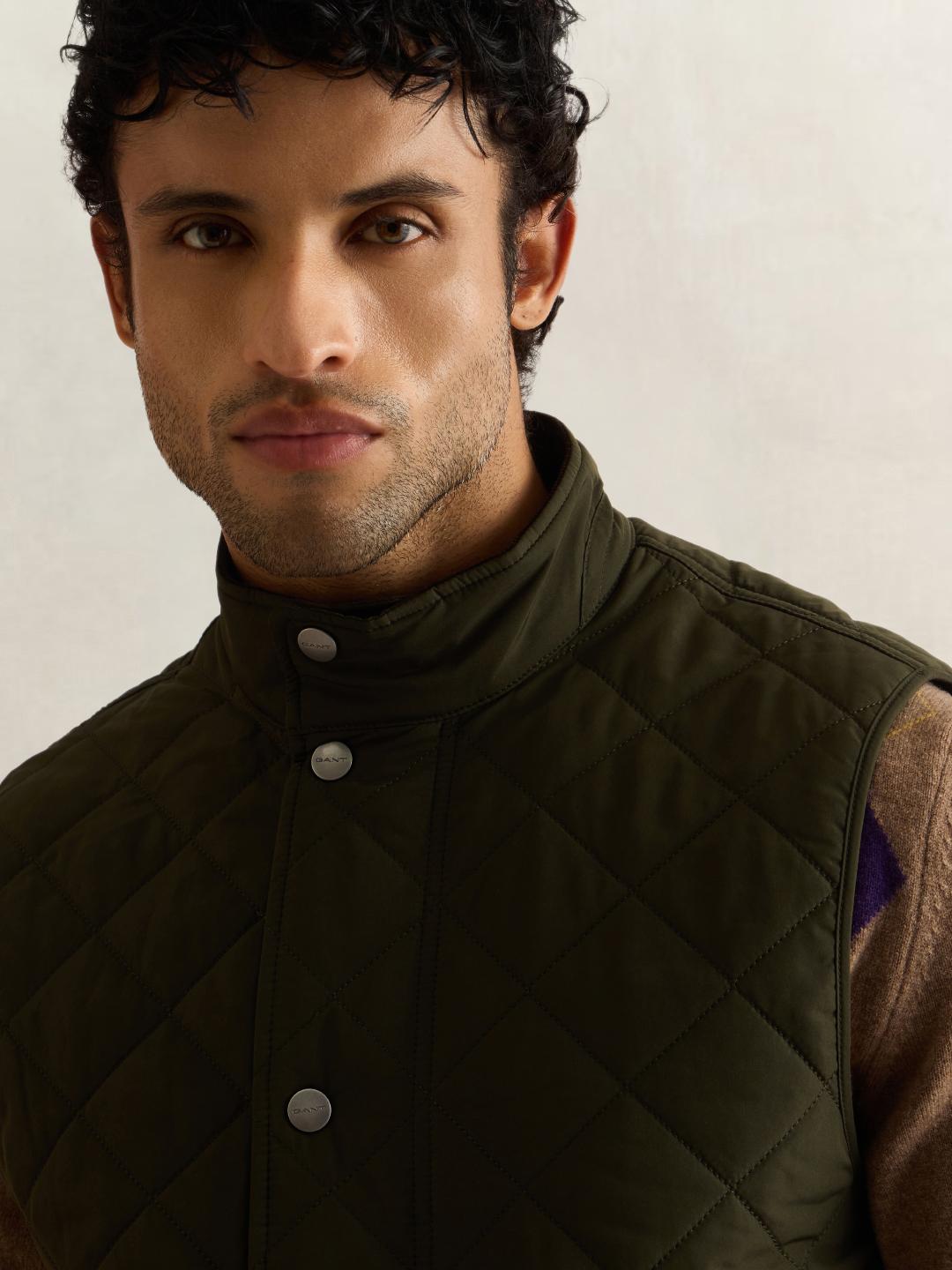 Gant Men Forest Green Quilted Regular Fit Puffer Vest