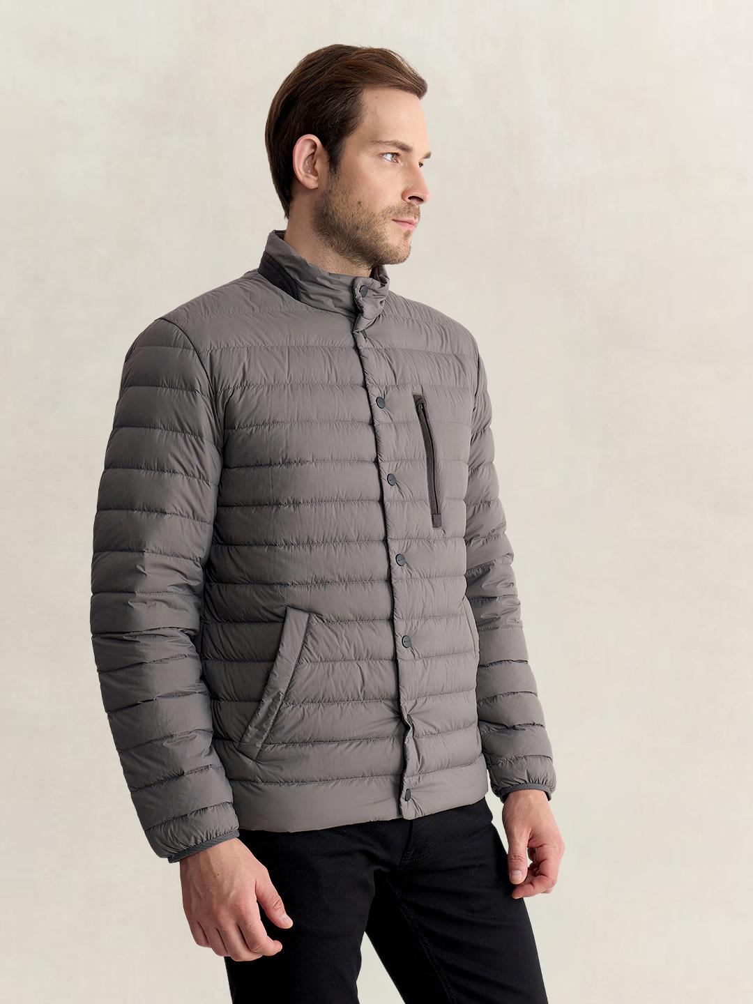 Gant Men Grey Regular Fit Quilted Puffer Jacket