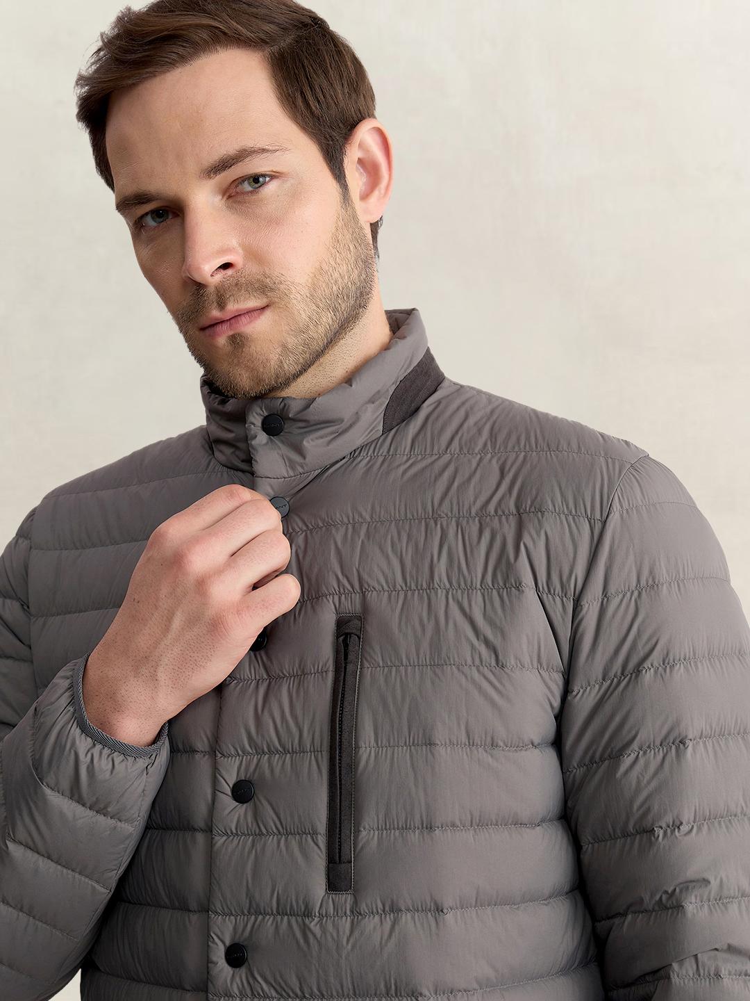 Gant Men Grey Regular Fit Quilted Puffer Jacket