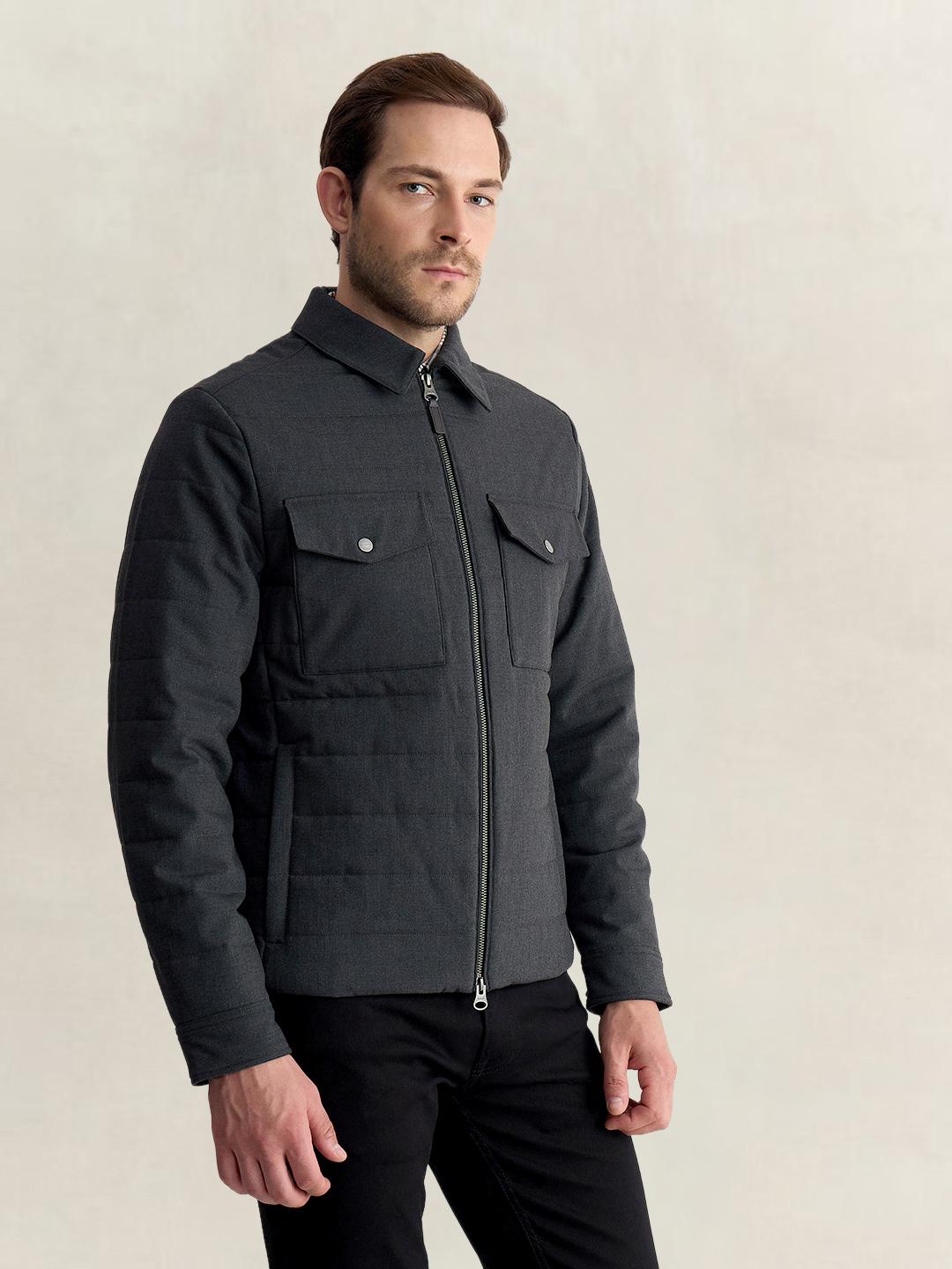 Gant Men Charcoal Regular Fit Quilted Puffer Jacket