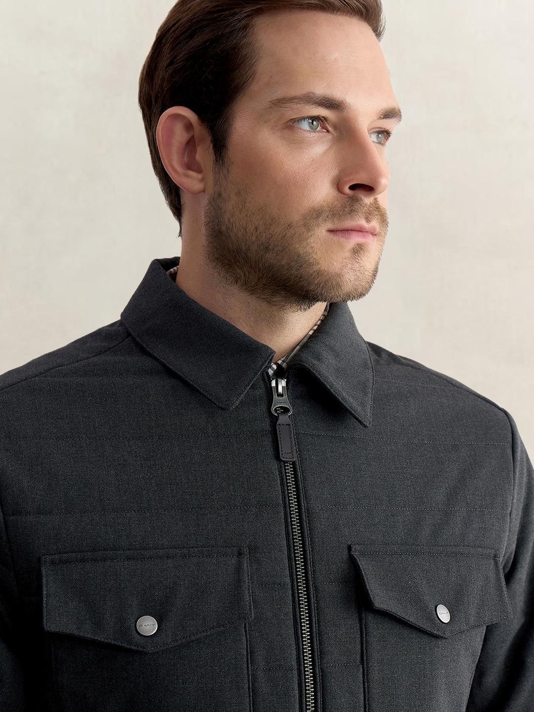Gant Men Charcoal Regular Fit Quilted Puffer Jacket