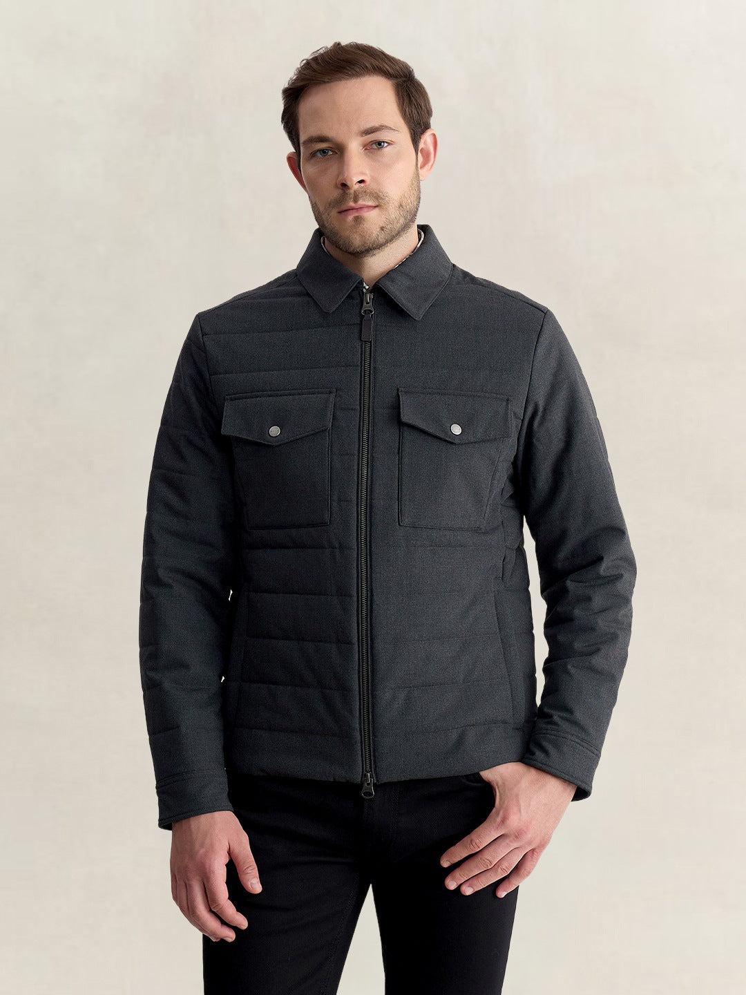 Gant Men Charcoal Regular Fit Quilted Puffer Jacket