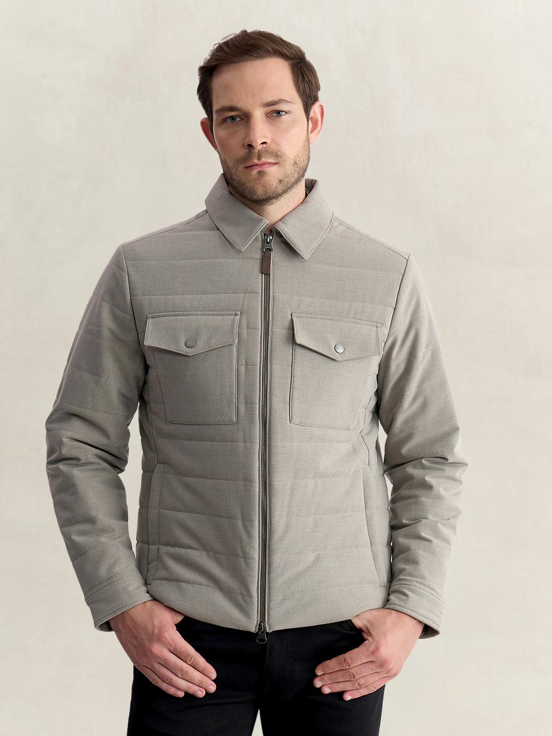 Gant Men Grey Regular Fit Quilted Puffer Jacket