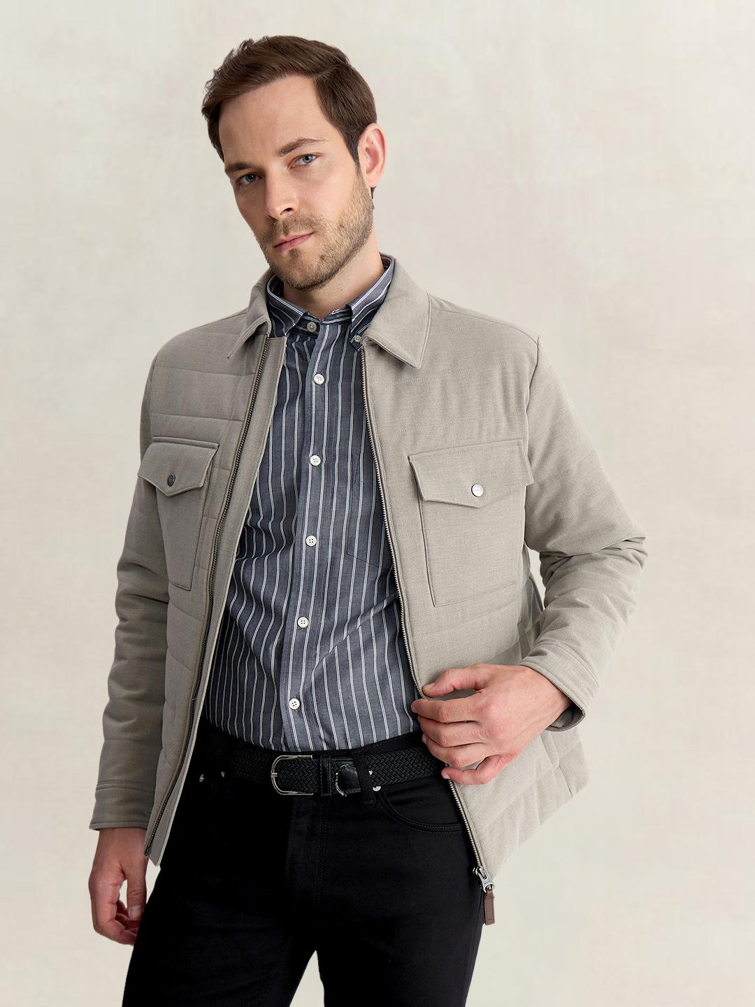 Gant Men Grey Regular Fit Quilted Puffer Jacket