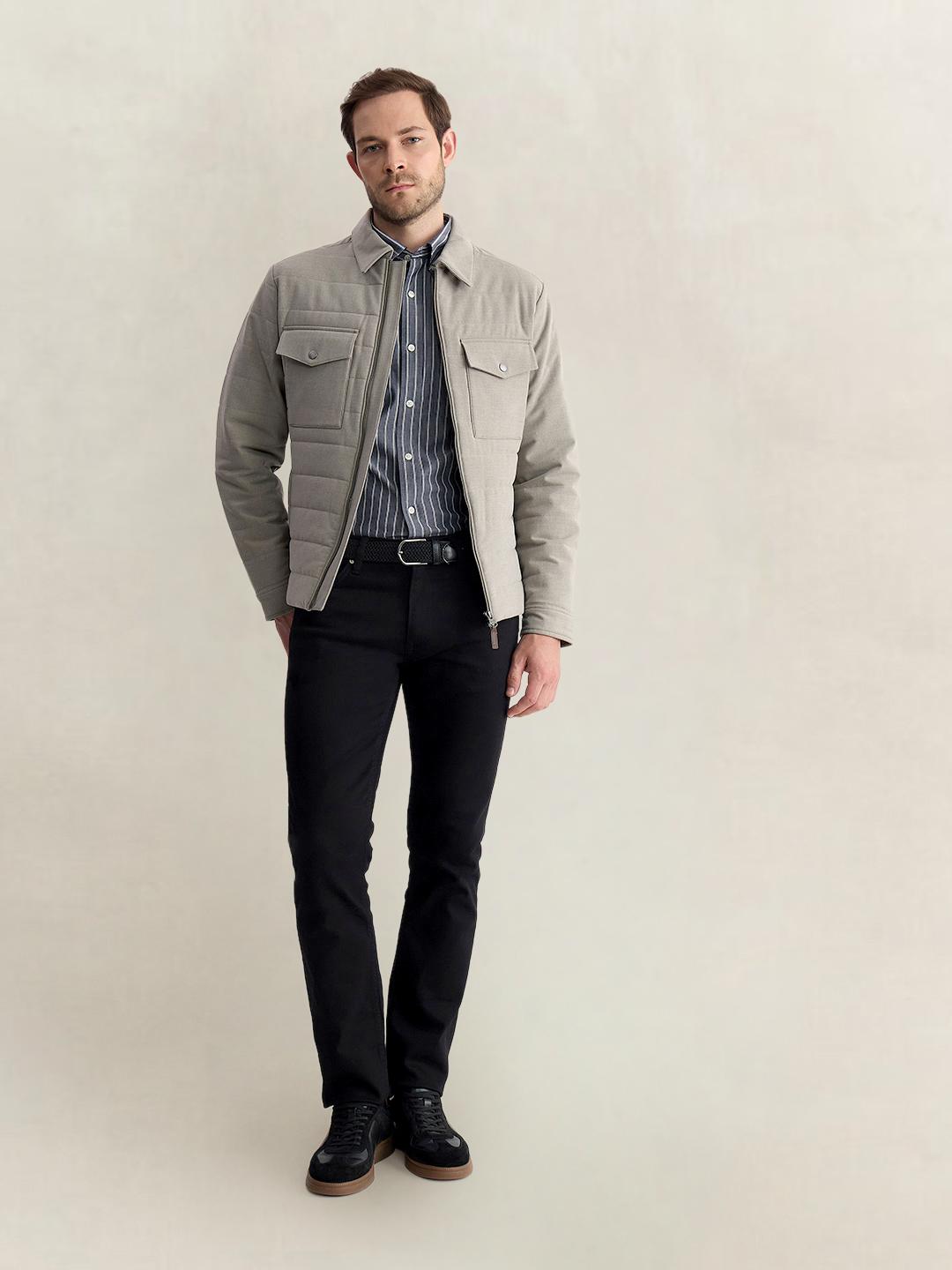 Gant Men Grey Regular Fit Quilted Puffer Jacket