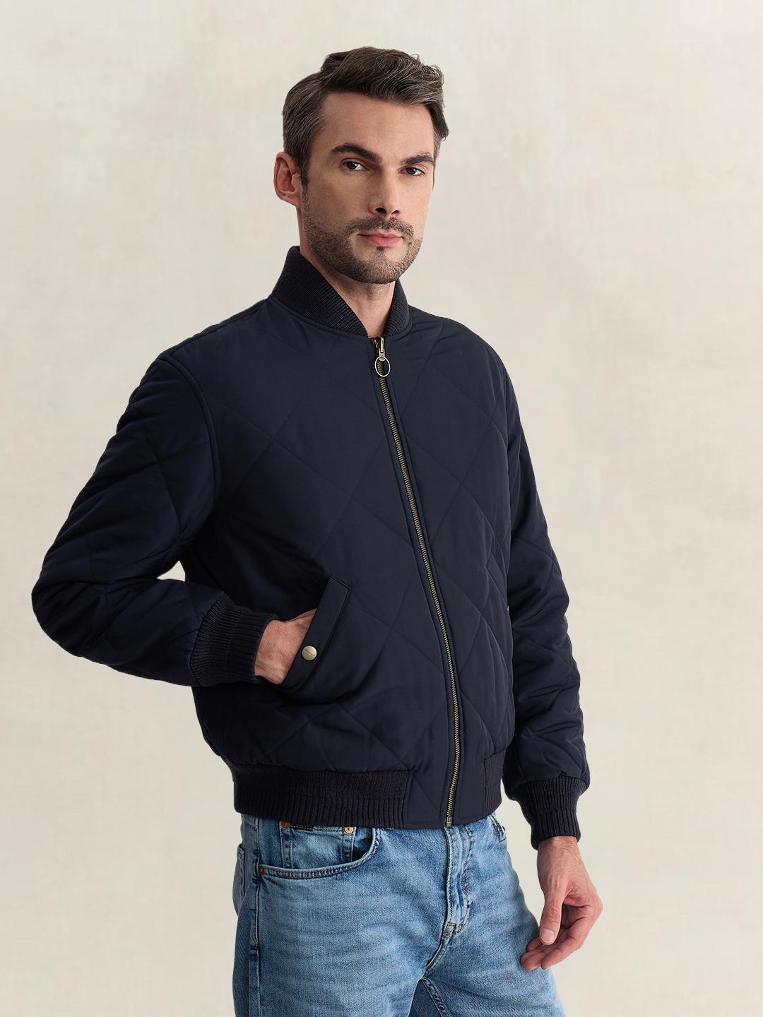Gant Men Blue Regular Fit Reversible Quilted Bomber Jacket