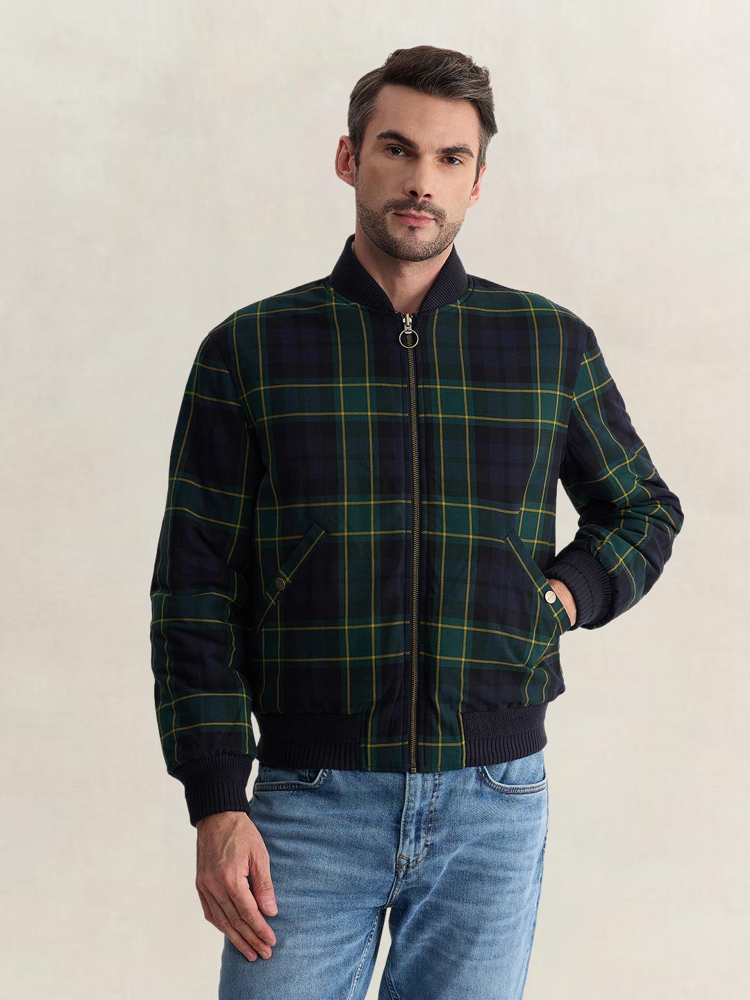 Gant Men Blue Regular Fit Reversible Quilted Bomber Jacket