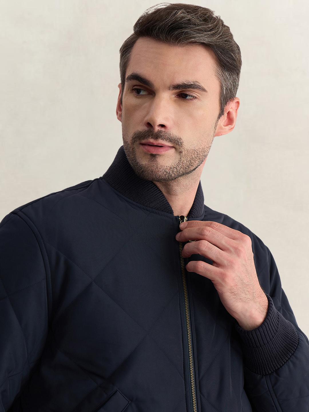 Gant Men Blue Regular Fit Reversible Quilted Bomber Jacket