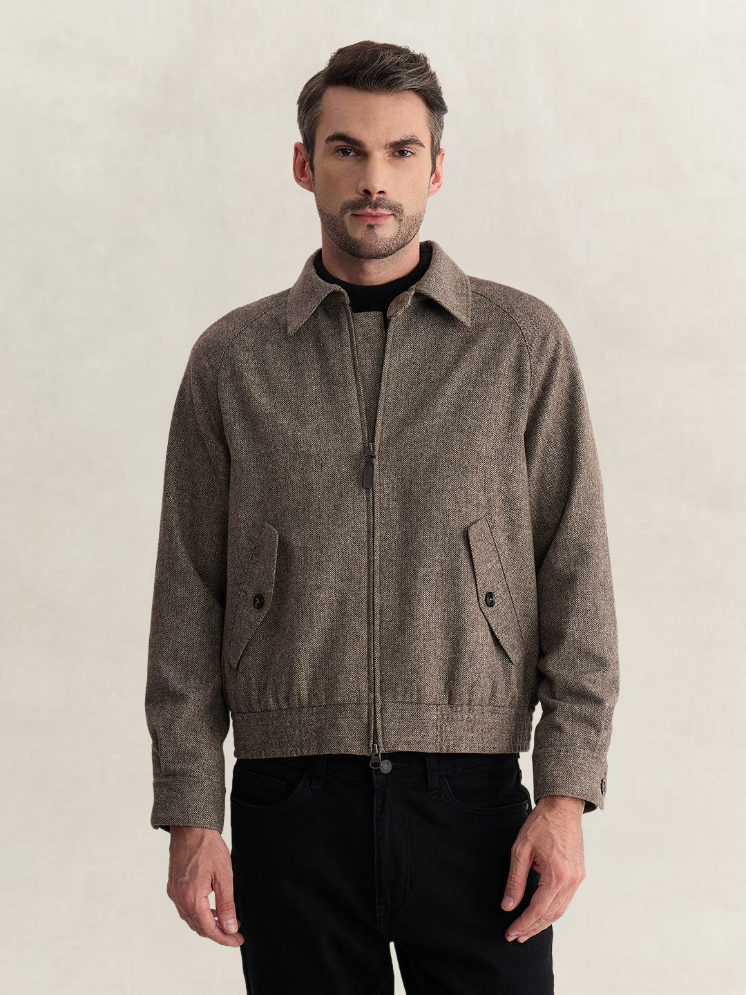 Gant Men Beige Regular Fit Woven Design Wool Blend Jacket