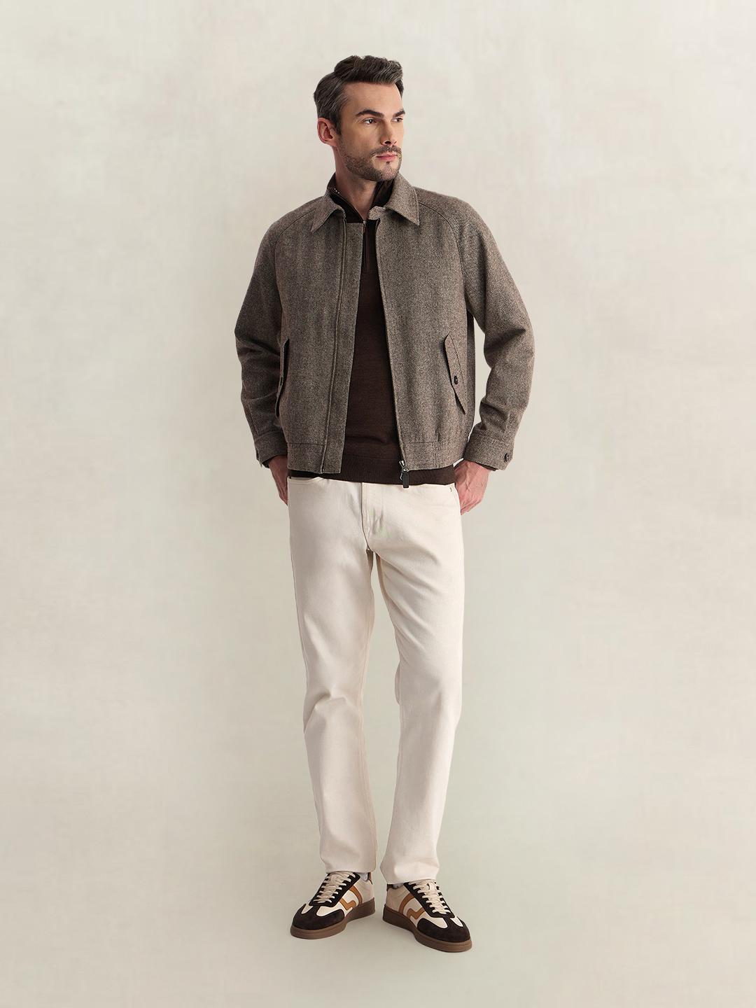 Gant Men Brown Regular Fit Solid Merinowool Sweater