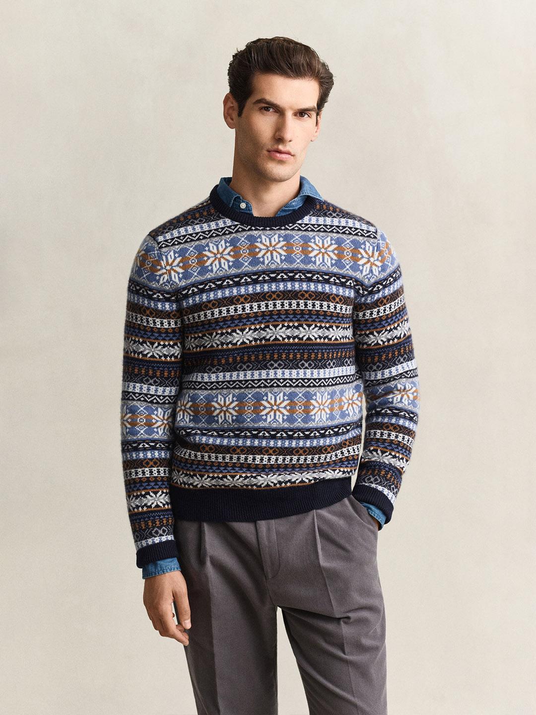 Gant Men Multicolour Fair Isle Regular Fit Sweater