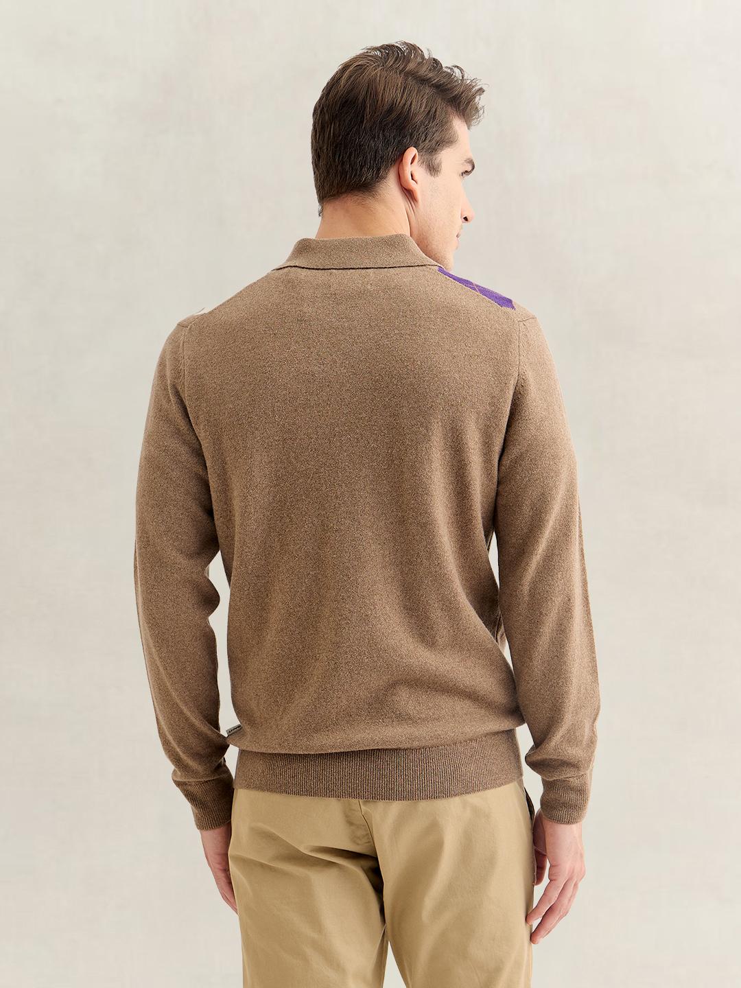 Gant Men Brown Regular Fit Argyle Lambswool Sweater