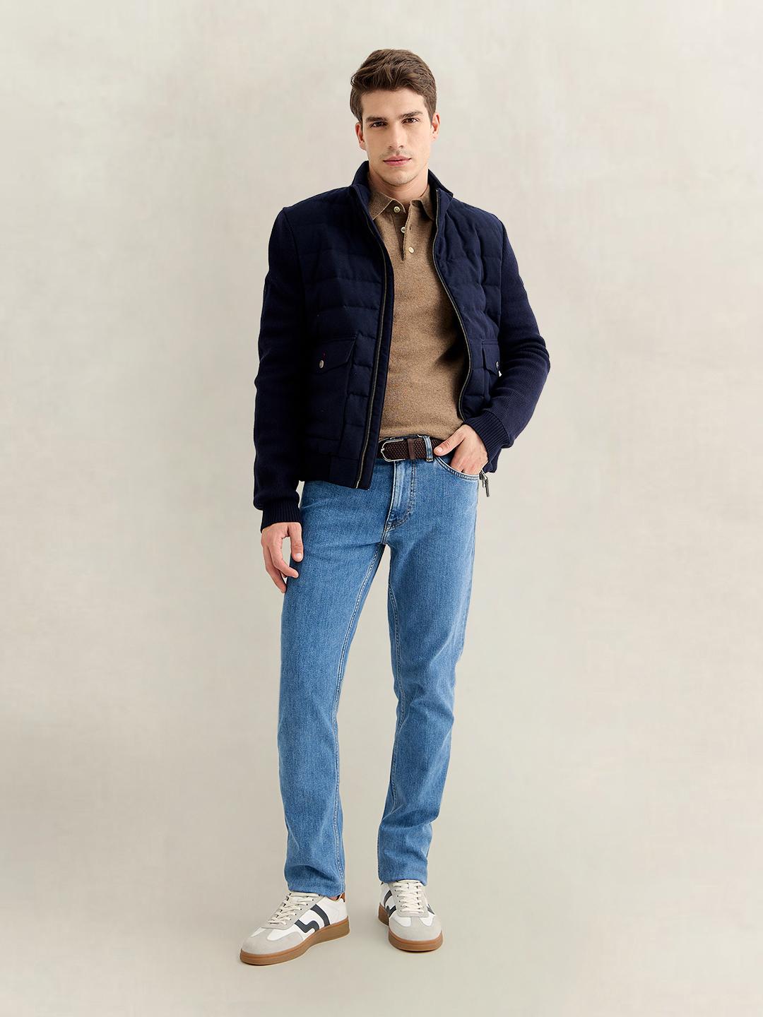 Gant Men Brown Regular Fit Solid Lambswool Sweater