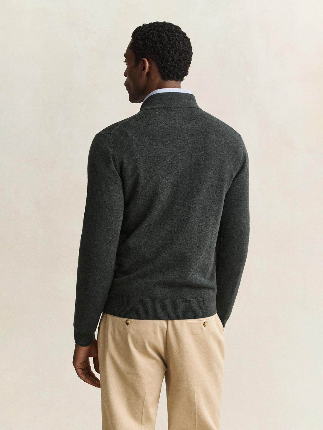 Gant Men Green Regular Fit Solid Lambswool Sweater