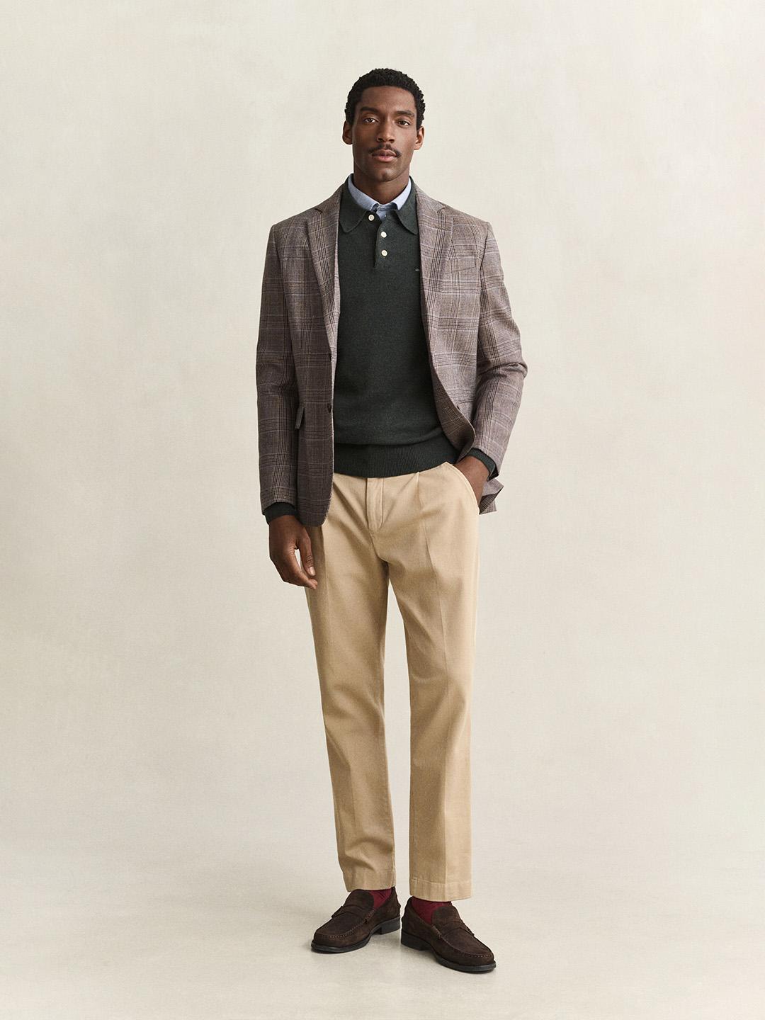Gant Men Green Regular Fit Solid Lambswool Sweater