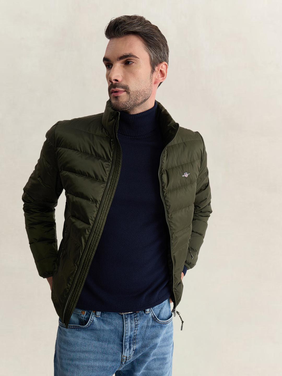 Gant Men Blue Regular Fit Solid Cotton Blend Sweater